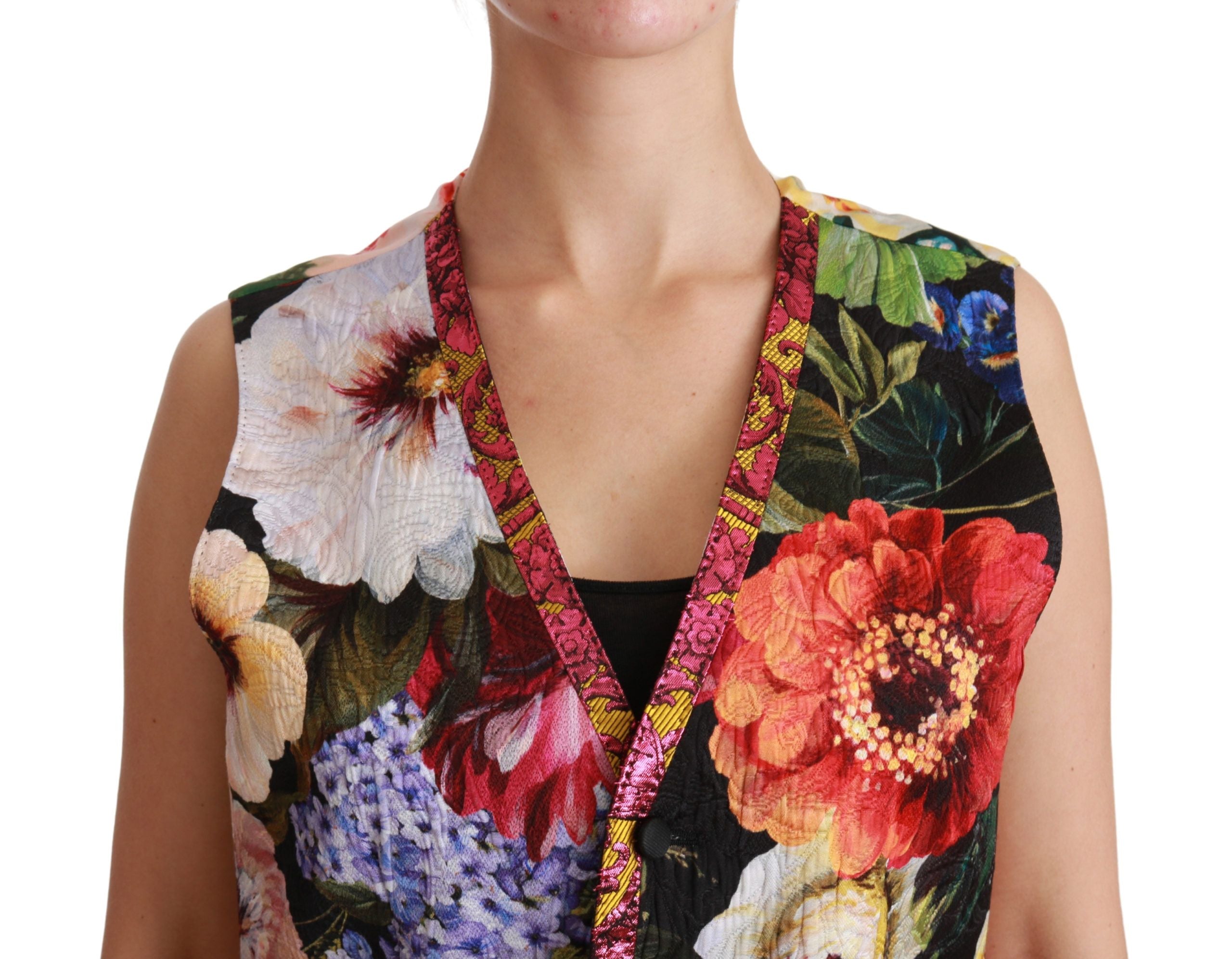 Veelkleurige bloemen mouwloze vest top