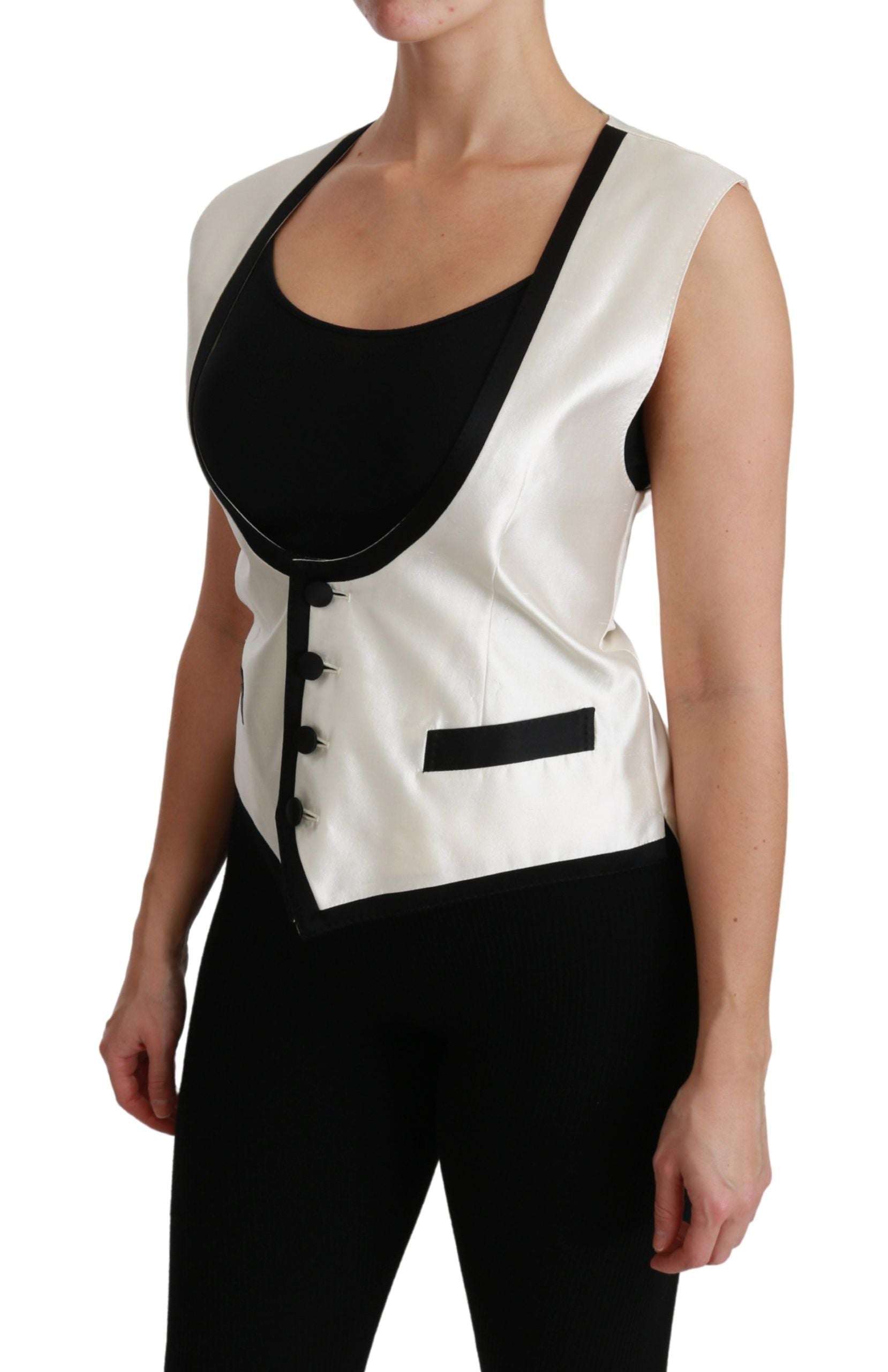 Wit vest, slank vest, zijden top