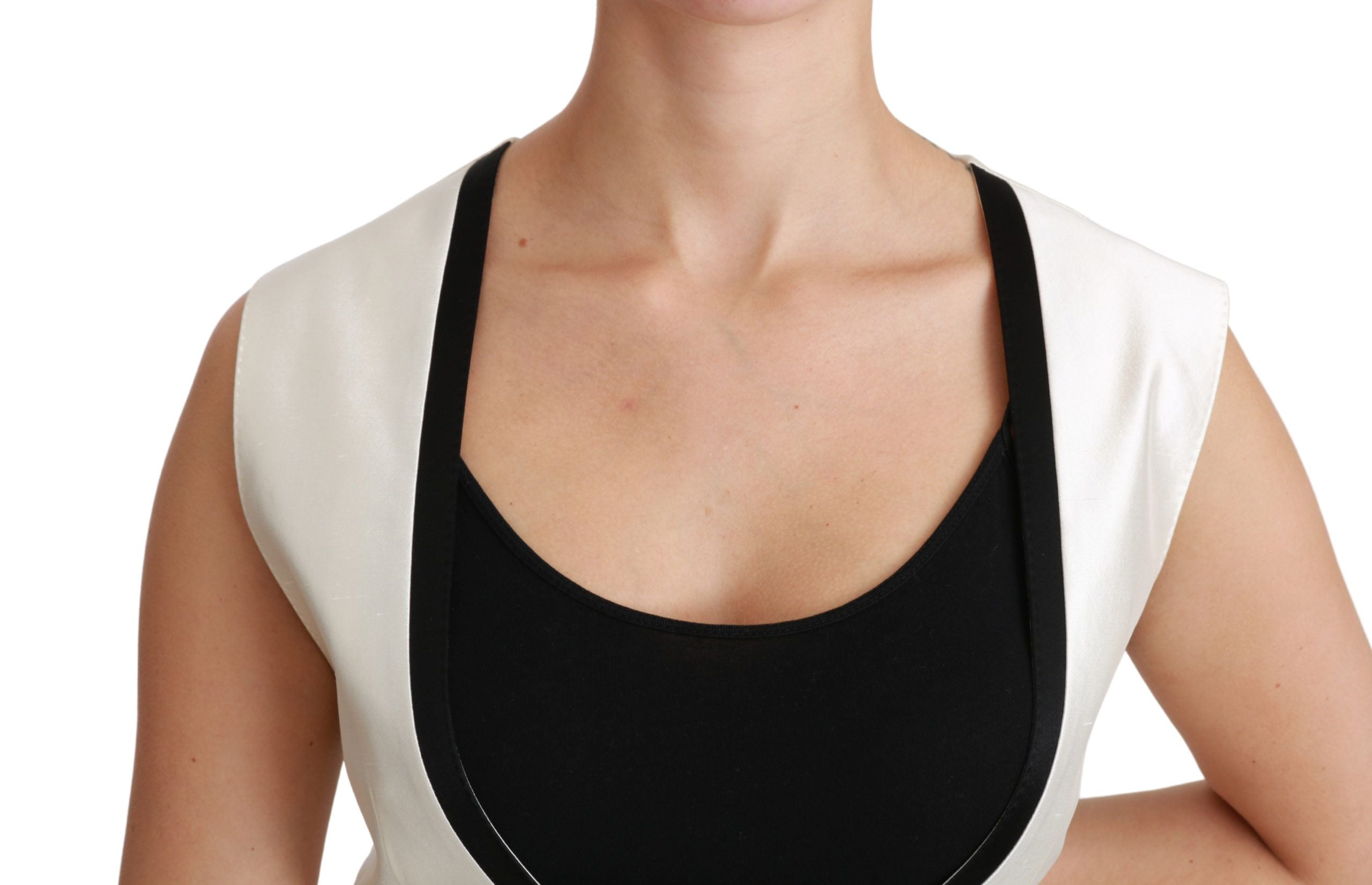 Wit vest, slank vest, zijden top