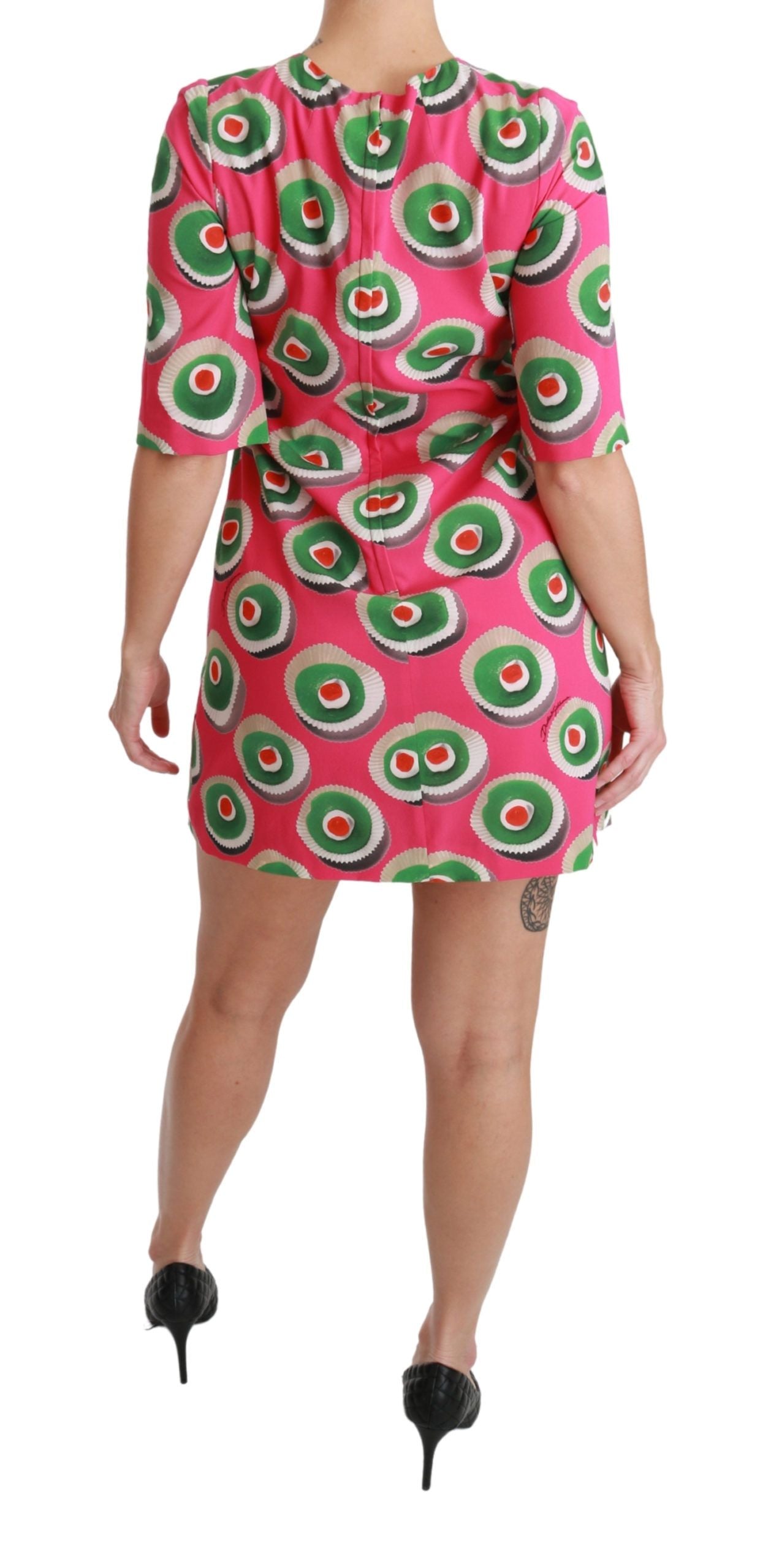 Roze zijden cup cake shift stretchjurk