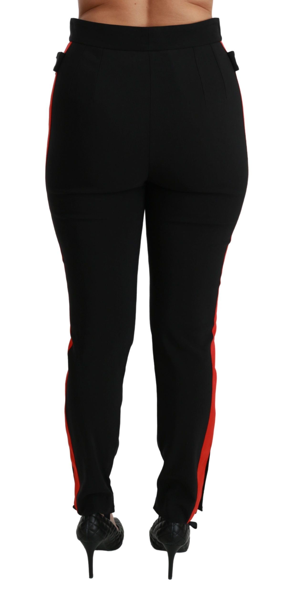 Zwarte skinny stretch vossenkop katoenen broek