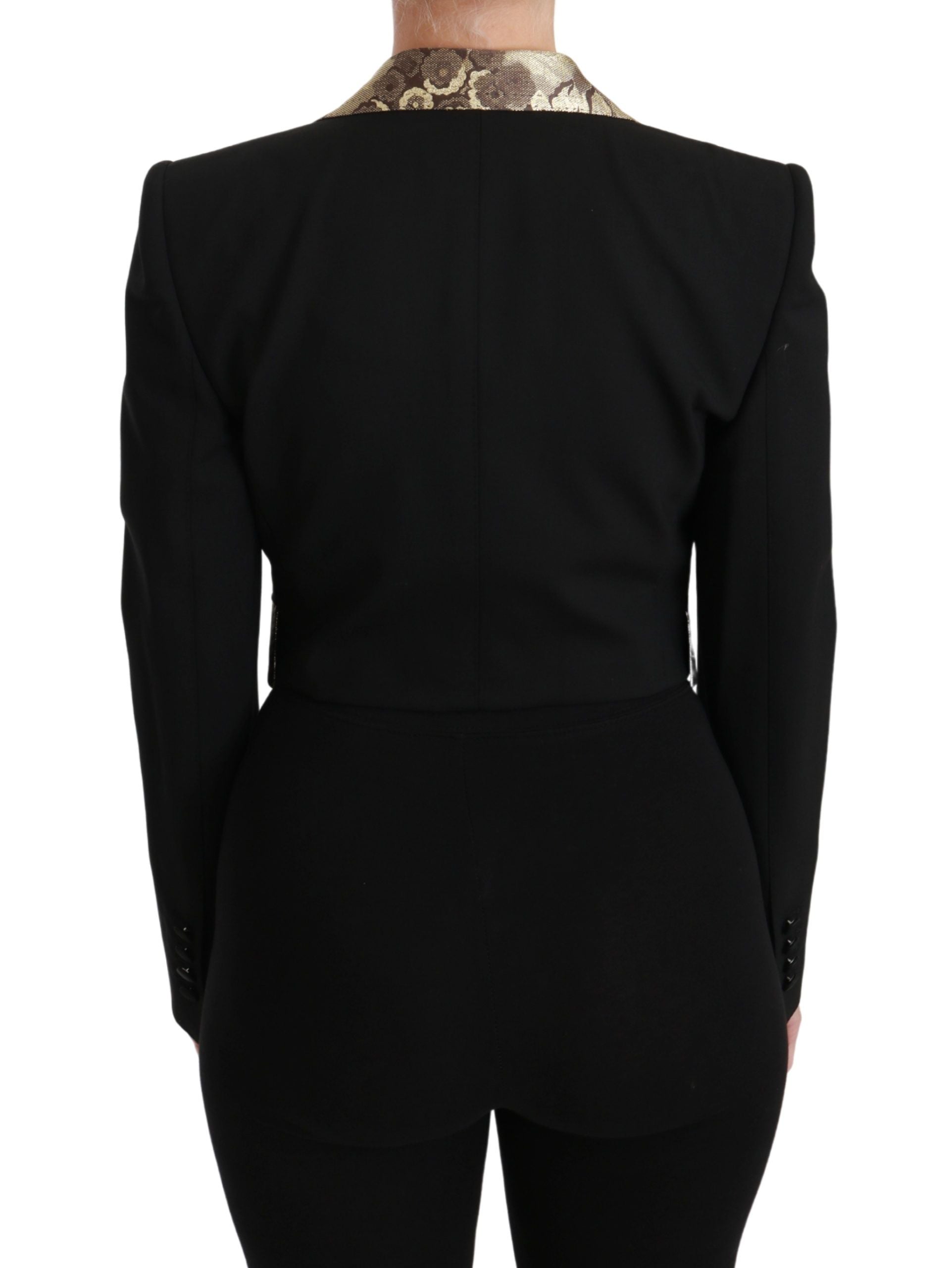 Zwarte jacquard vest blazer jas wollen jas