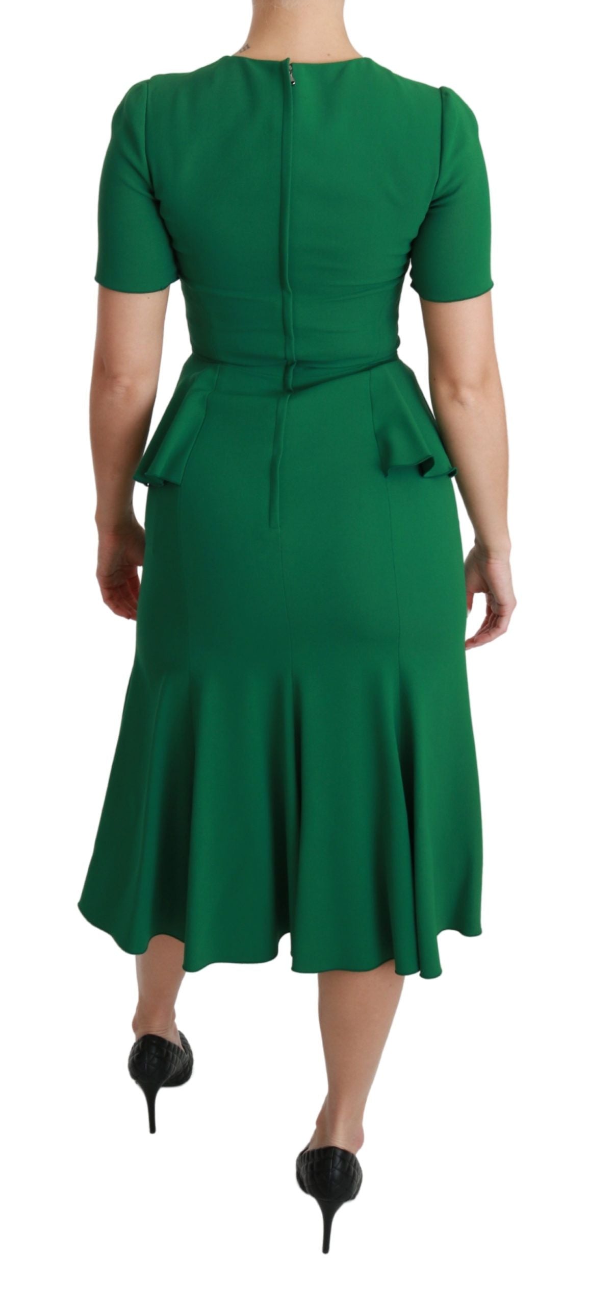 Groene hartpatch zeemeermin midi viscose jurk