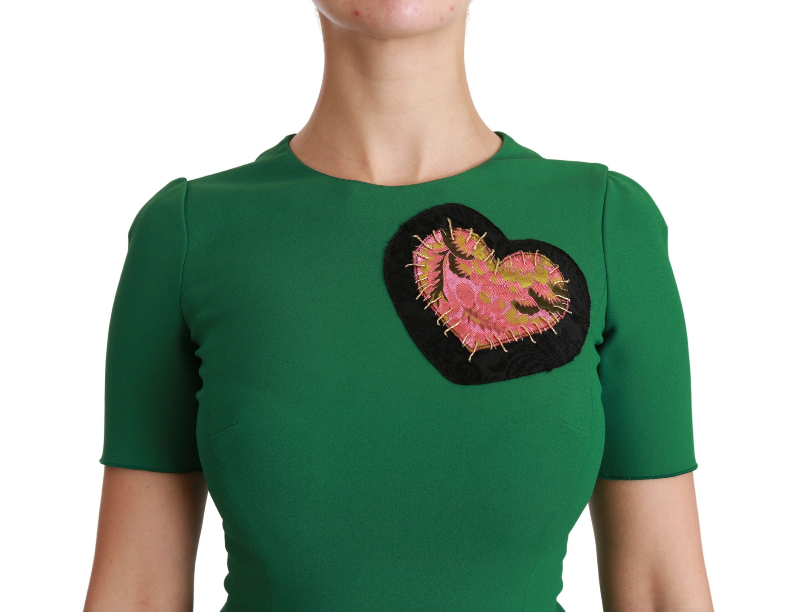 Groene hartpatch zeemeermin midi viscose jurk