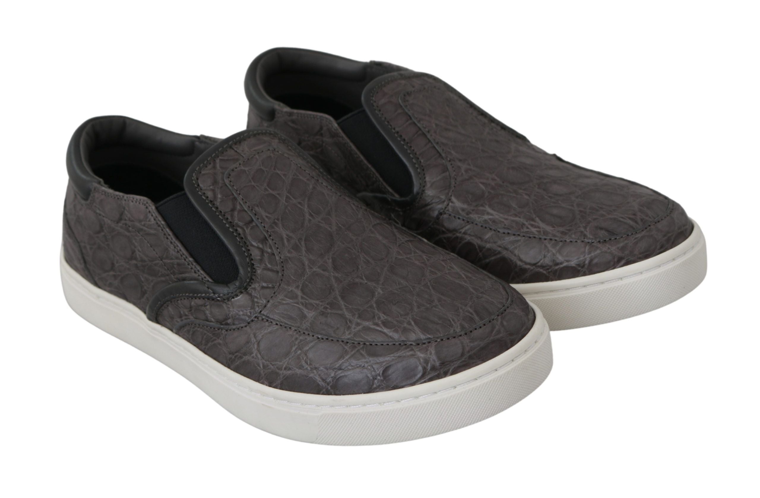 Grijze leren Caiman loafers voor heren