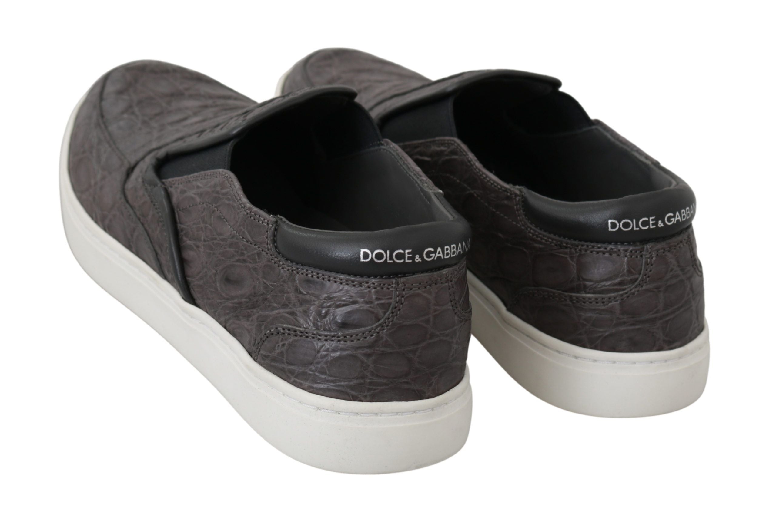 Grijze leren Caiman loafers voor heren