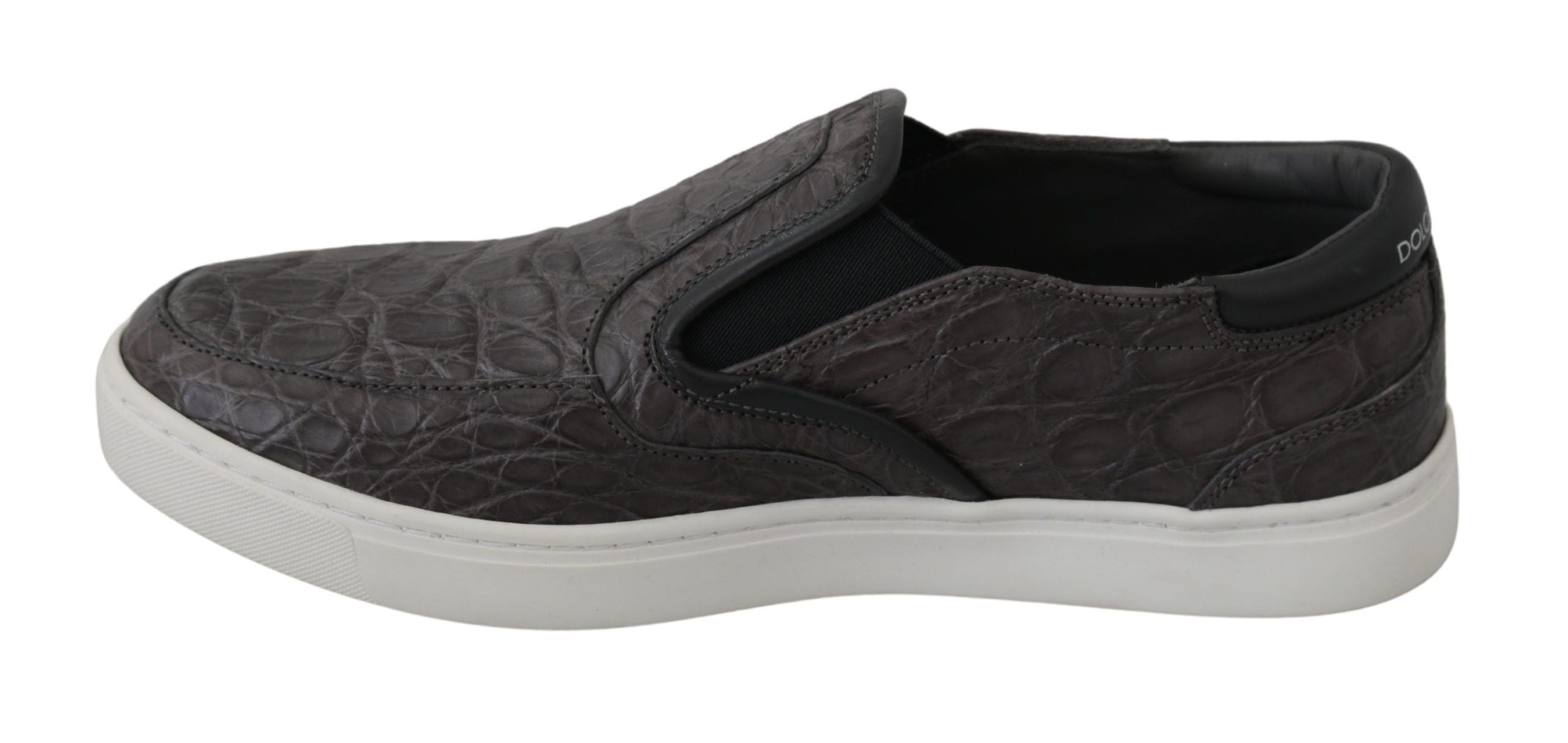 Grijze leren Caiman loafers voor heren