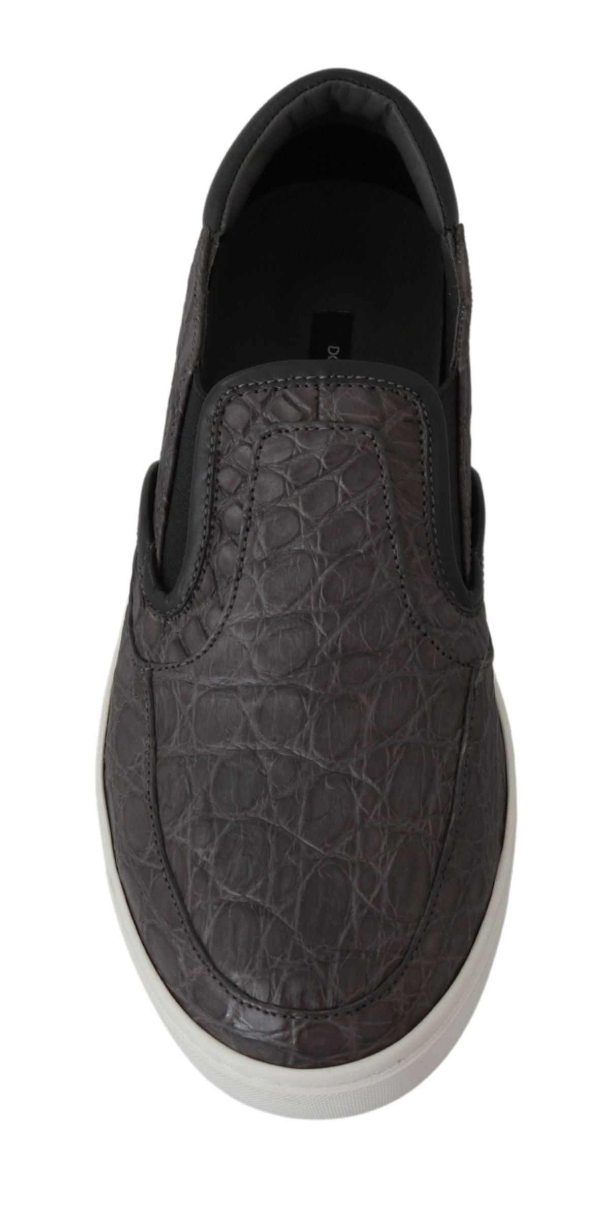 Grijze leren Caiman loafers voor heren