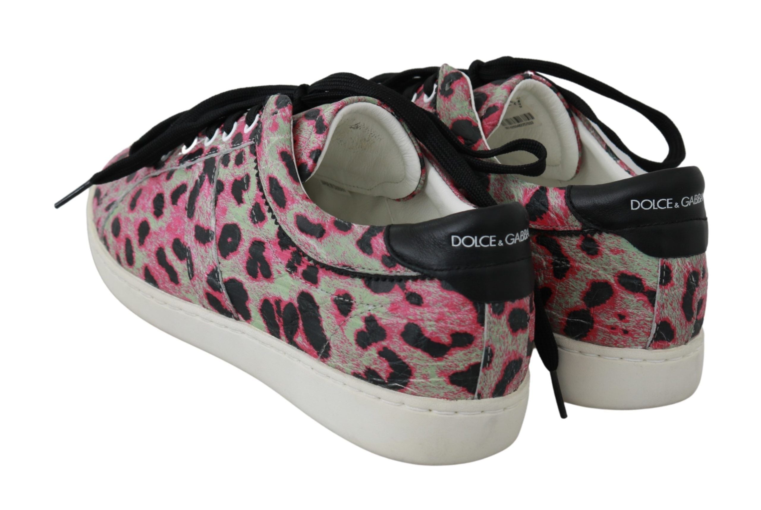 Roze luipaardprint trainingsschoenen van leer