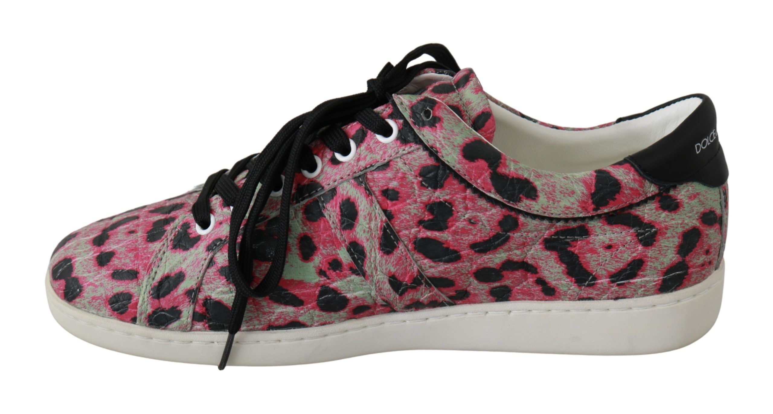 Roze luipaardprint trainingsschoenen van leer