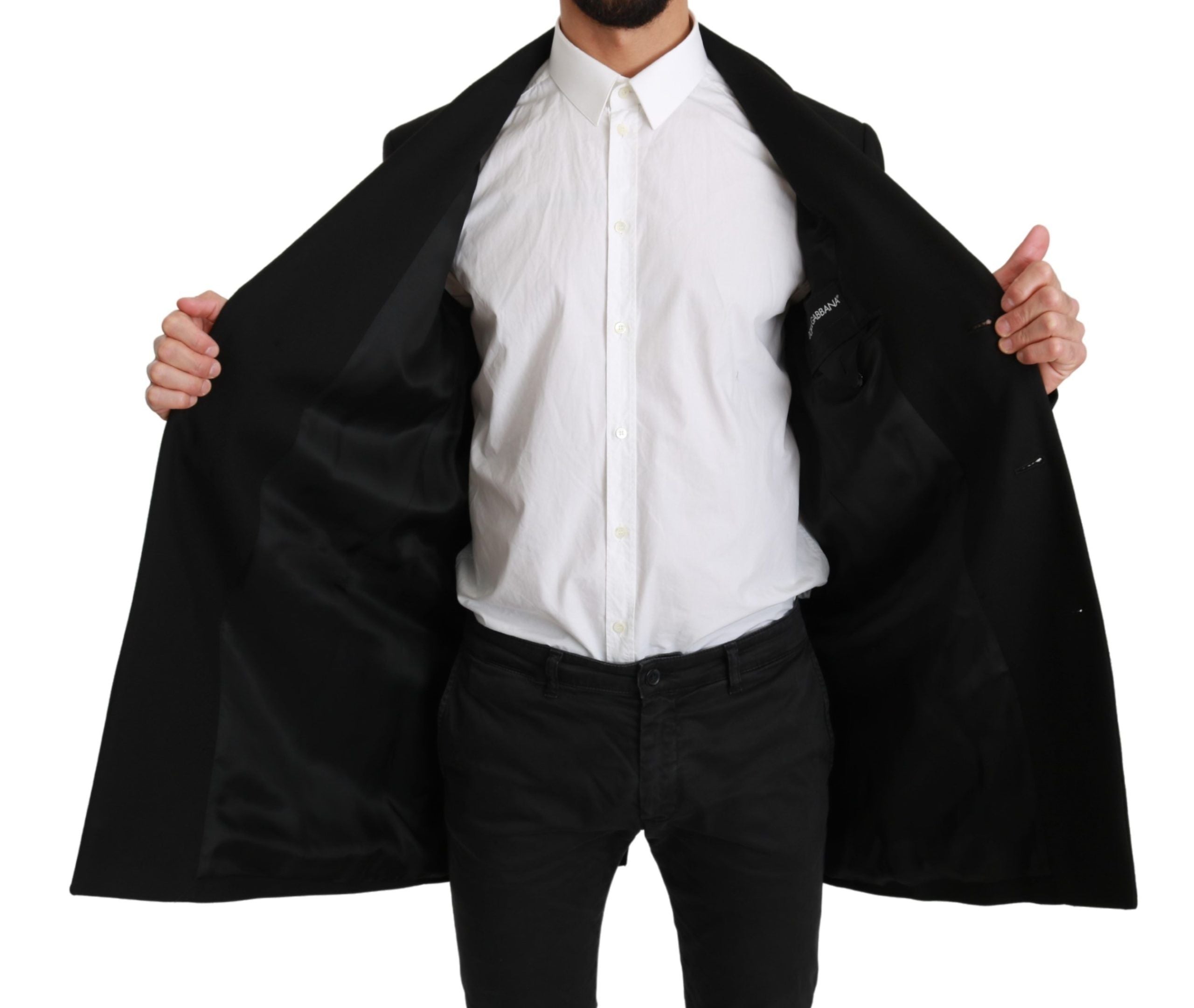Zwarte 100% wollen jas en blazer