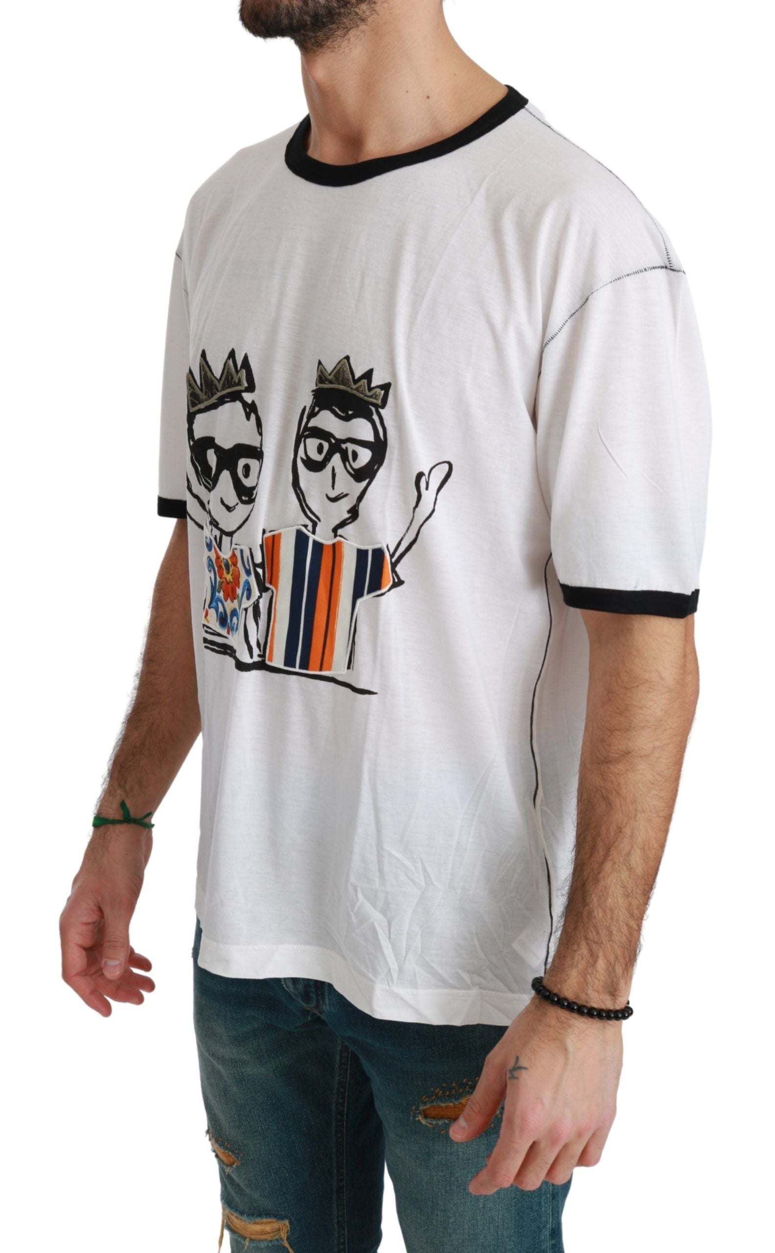 Witte herenprint #dgfamily katoenen T-shirt