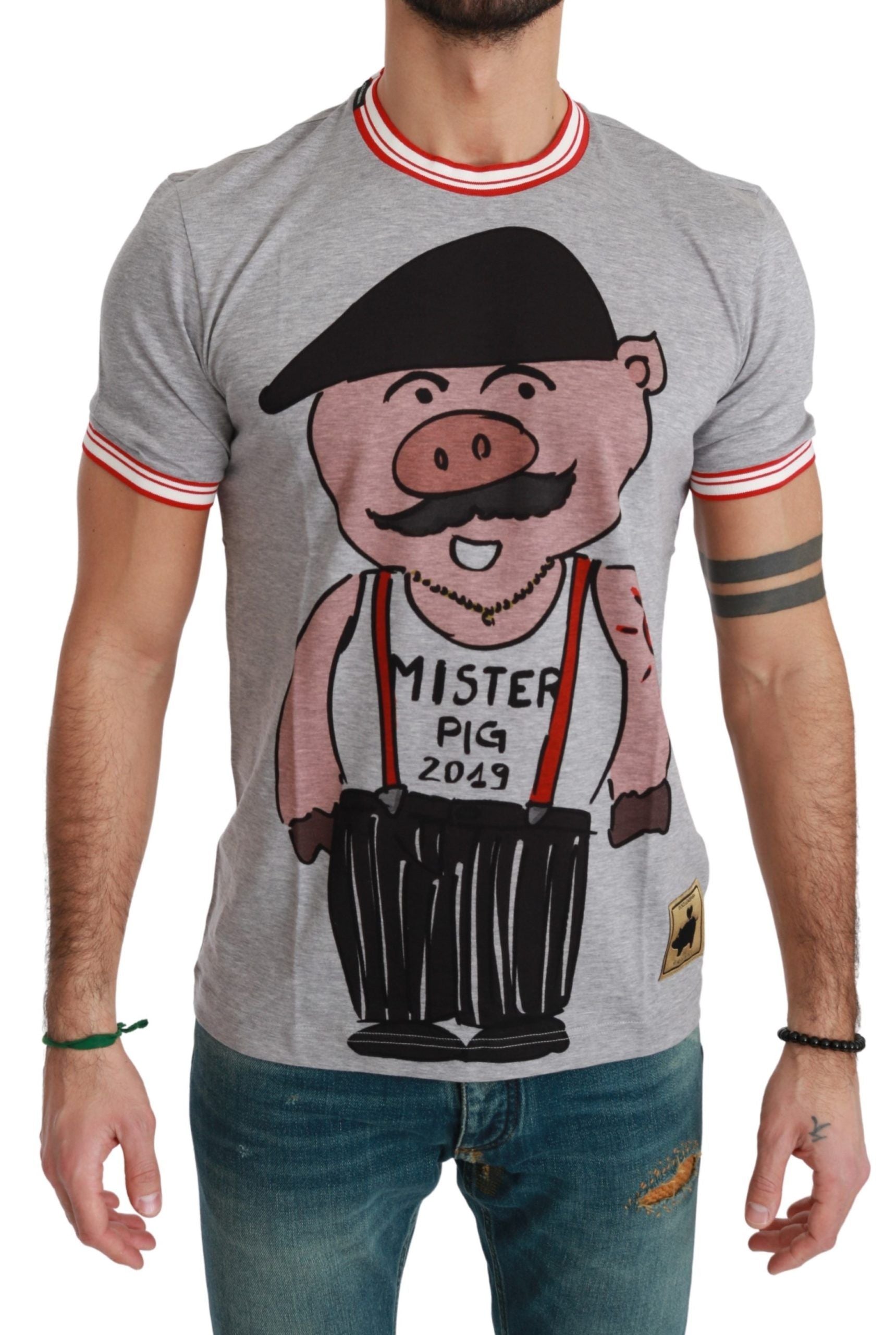 Grijs katoenen top 2019 Jaar van het Varken T-shirt