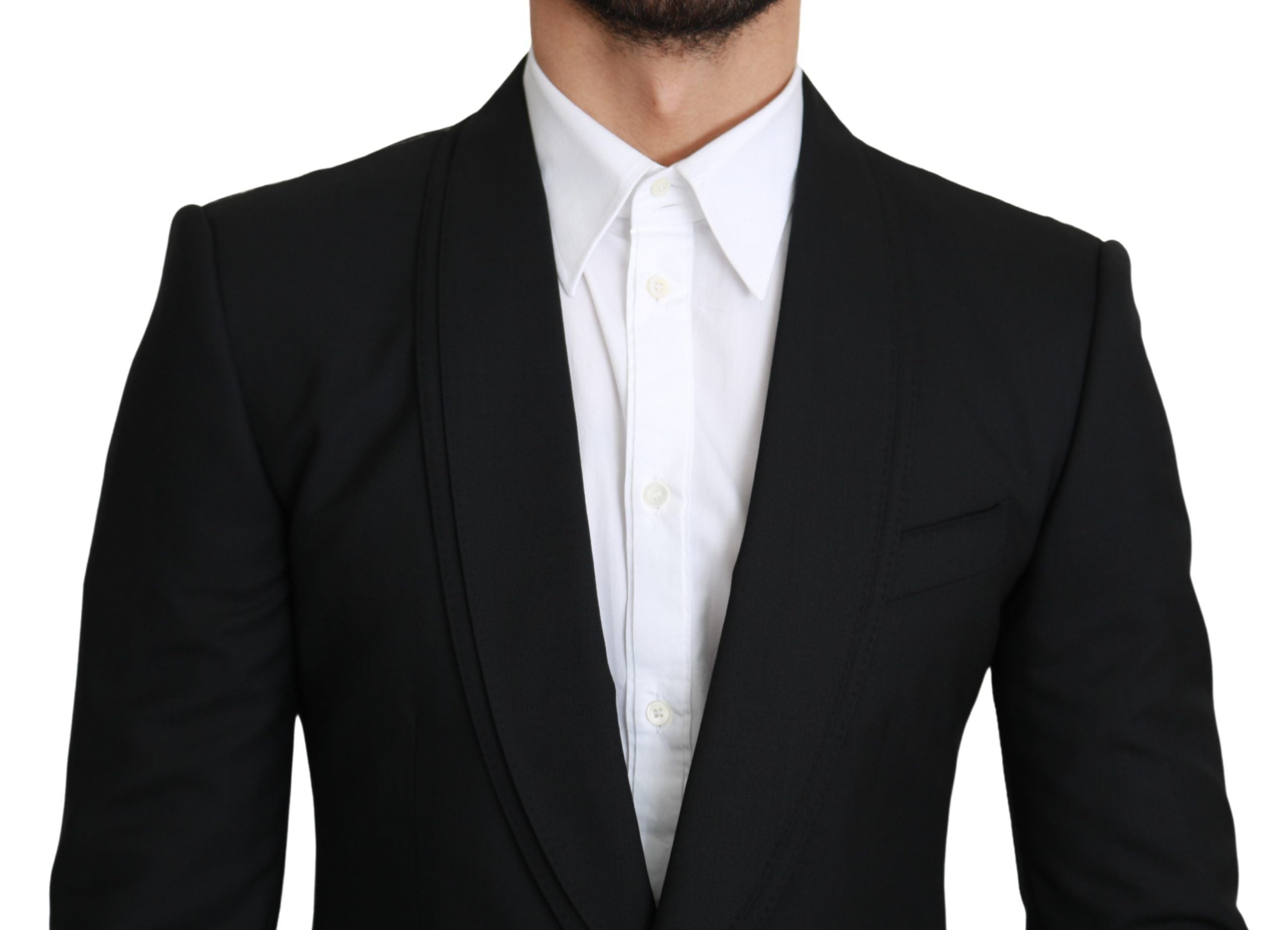 Zwarte enkelrijs formele wollen blazer
