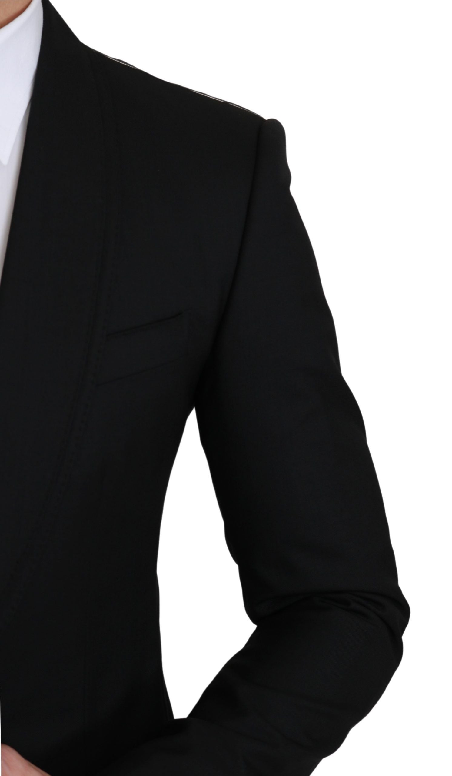 Zwarte enkelrijs formele wollen blazer