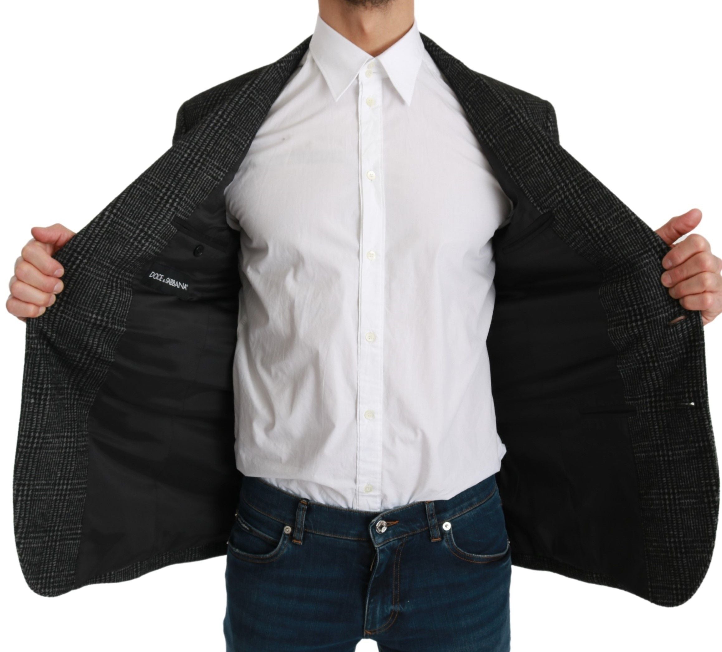 Grijs geruit slim fit jasje blazer