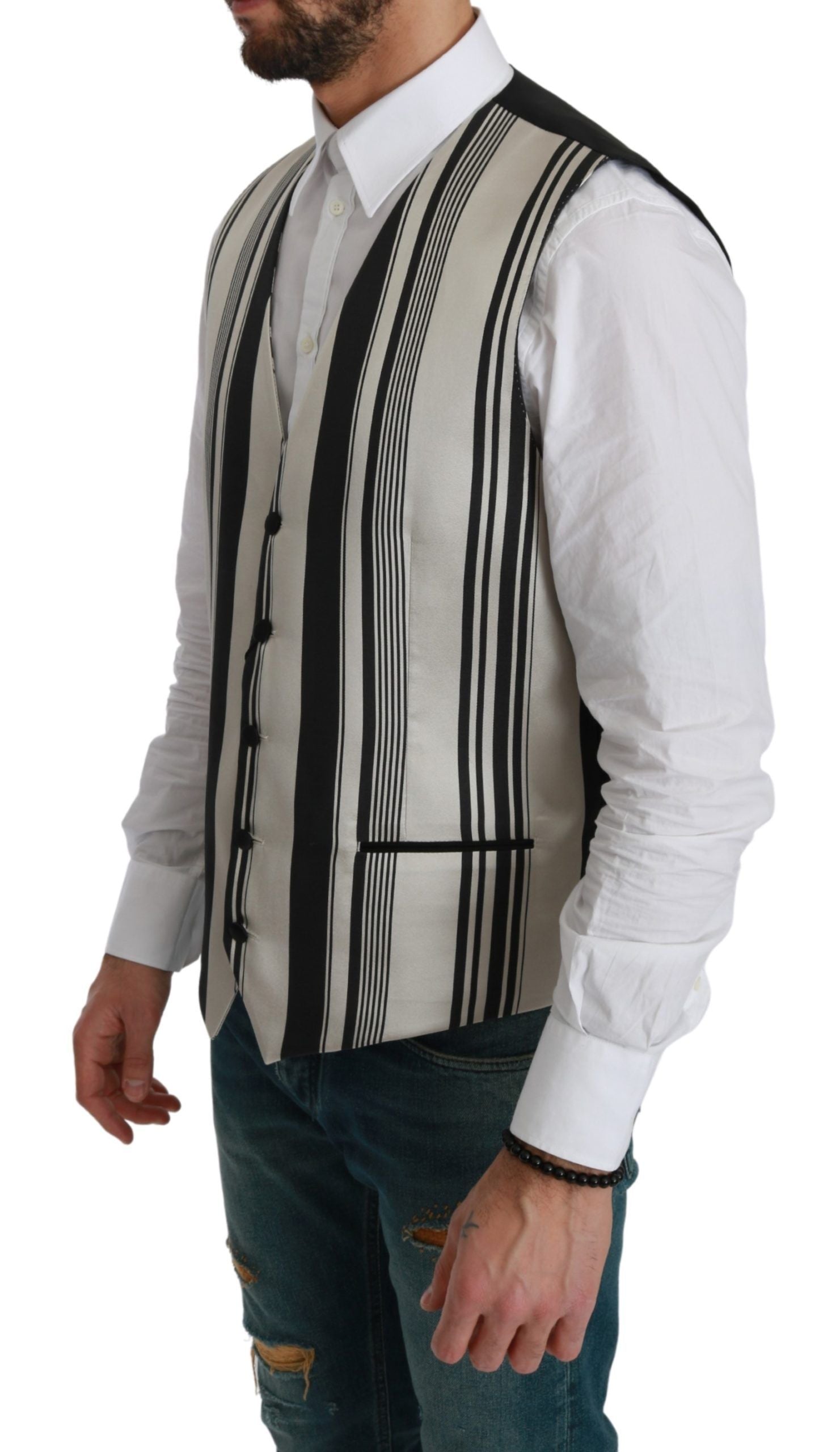 Wit zwart gestreept vest formeel vest