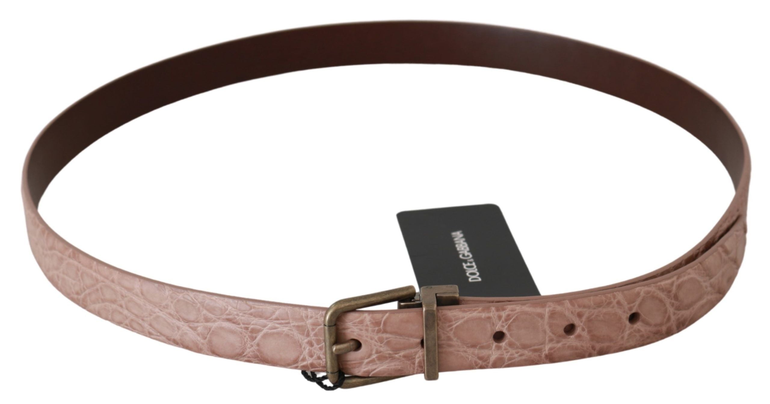 Beige exotische leren riem met gouden gesp