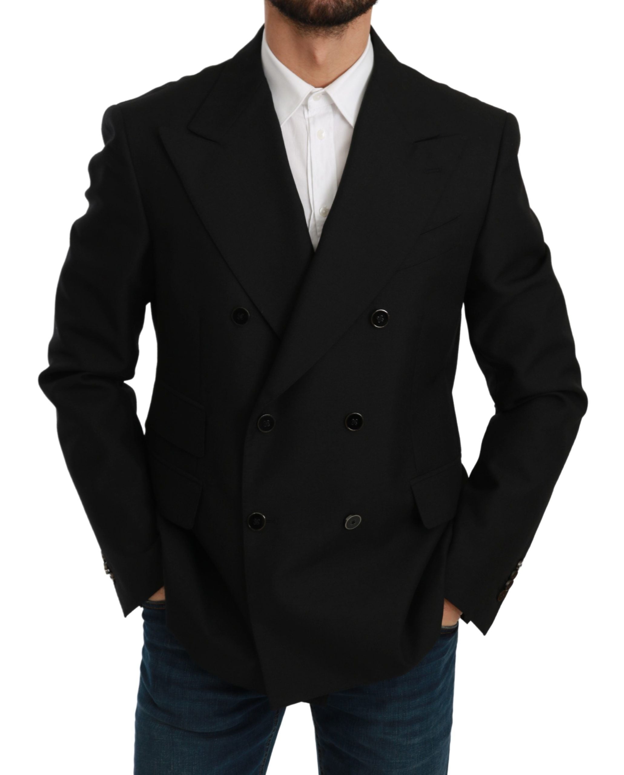 Zwarte Slim Fit Jas Wollen Blazer
