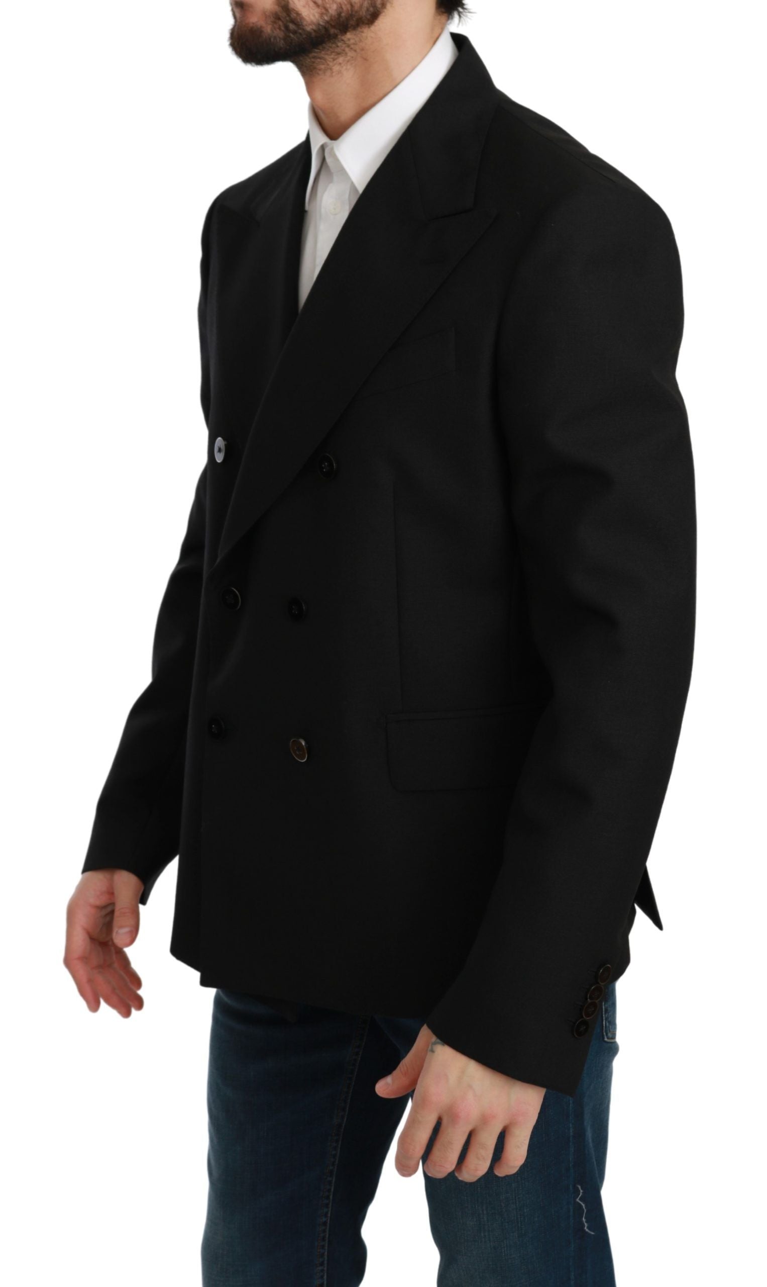 Zwarte Slim Fit Jas Wollen Blazer