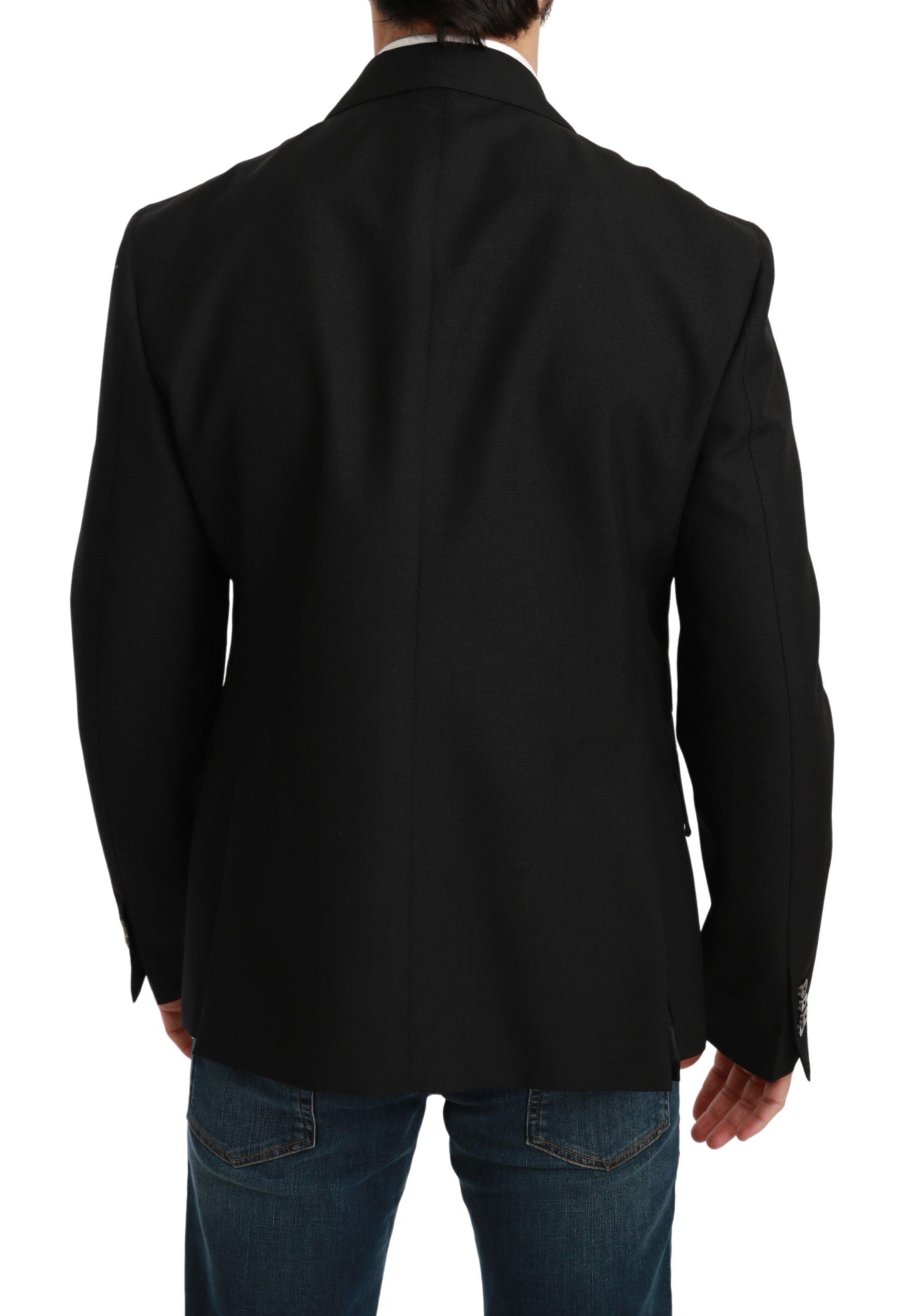 Zwarte Slim Fit Jas Wollen Blazer