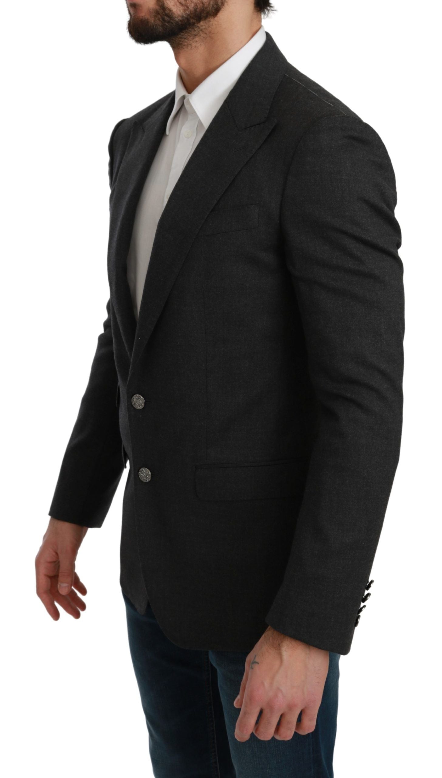 Grijze NAPOLI Slim Fit Jas Wollen Blazer