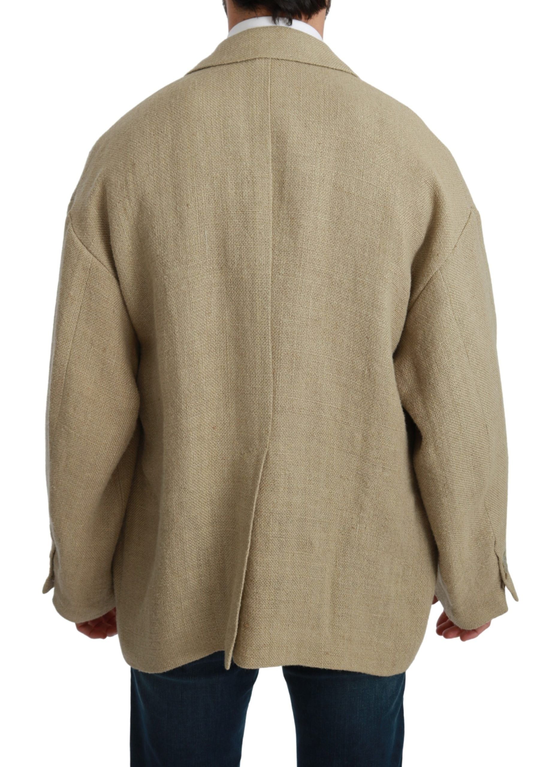 Beige jas jas 100% jute blazer jas