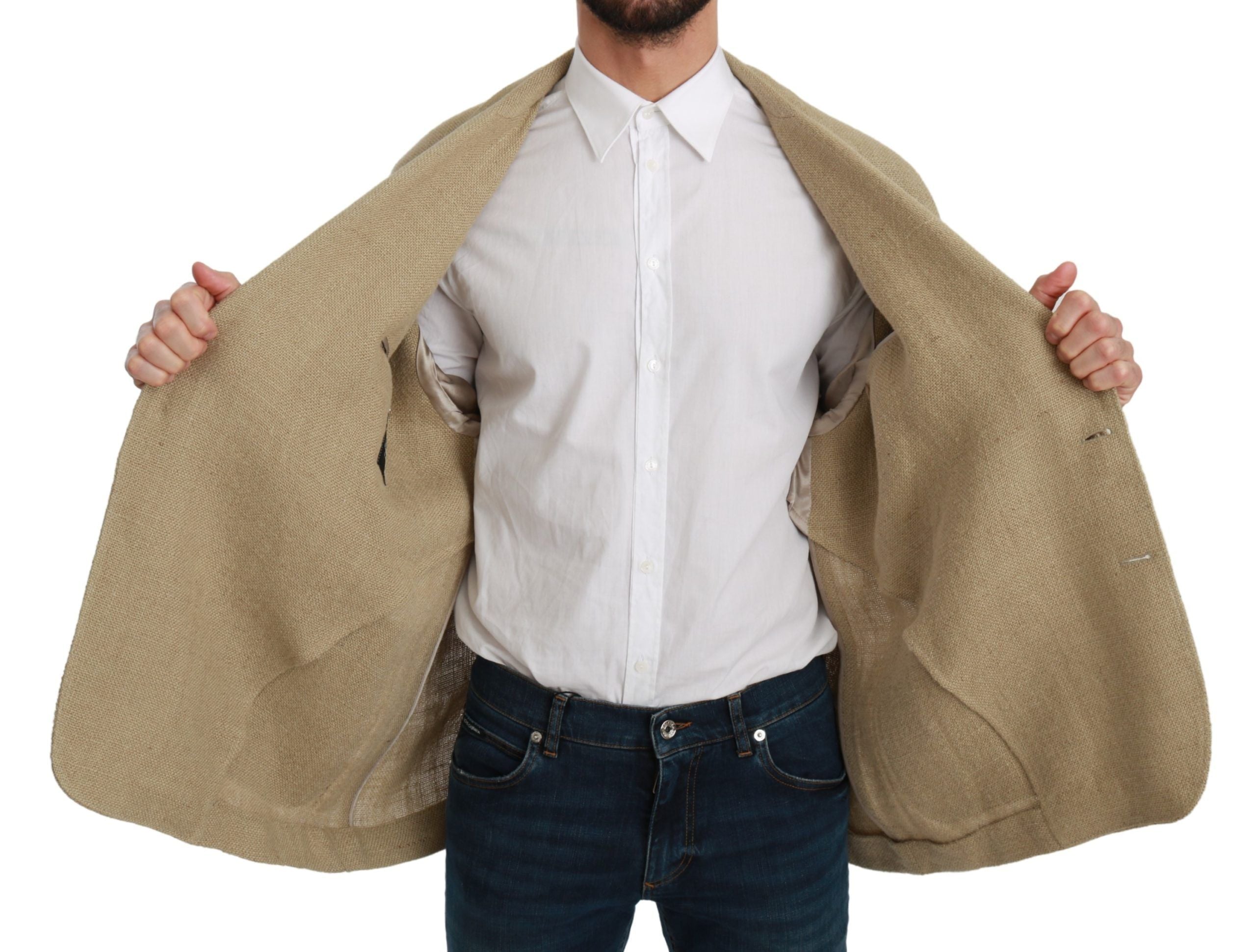 Beige jas jas 100% jute blazer jas