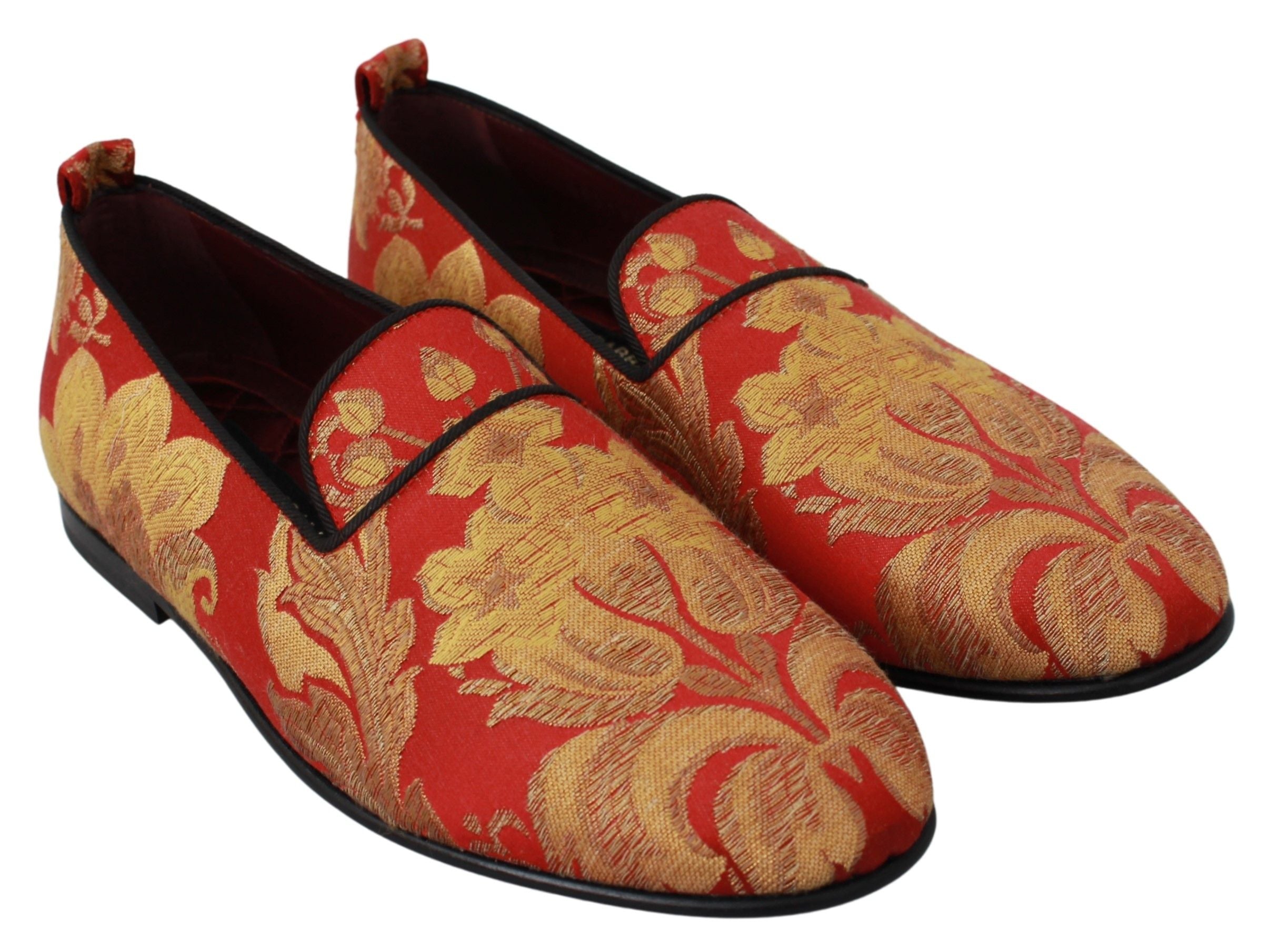 Rode gouden brokaat pantoffels loafers schoenen