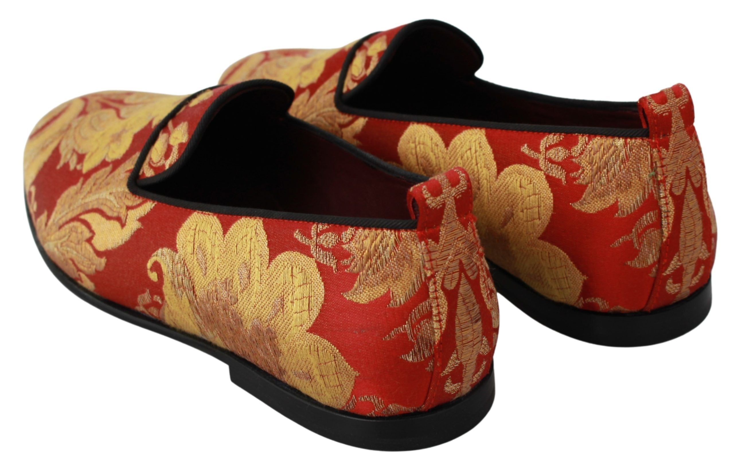 Rode gouden brokaat pantoffels loafers schoenen