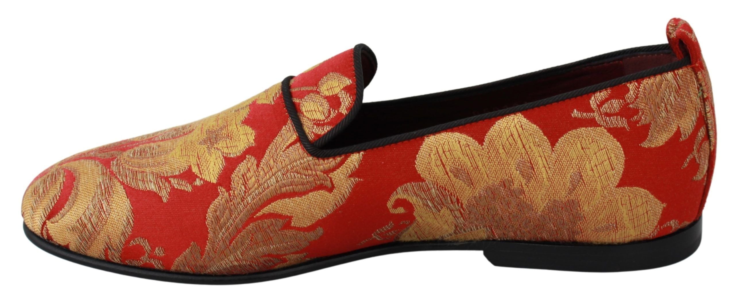 Rode gouden brokaat pantoffels loafers schoenen
