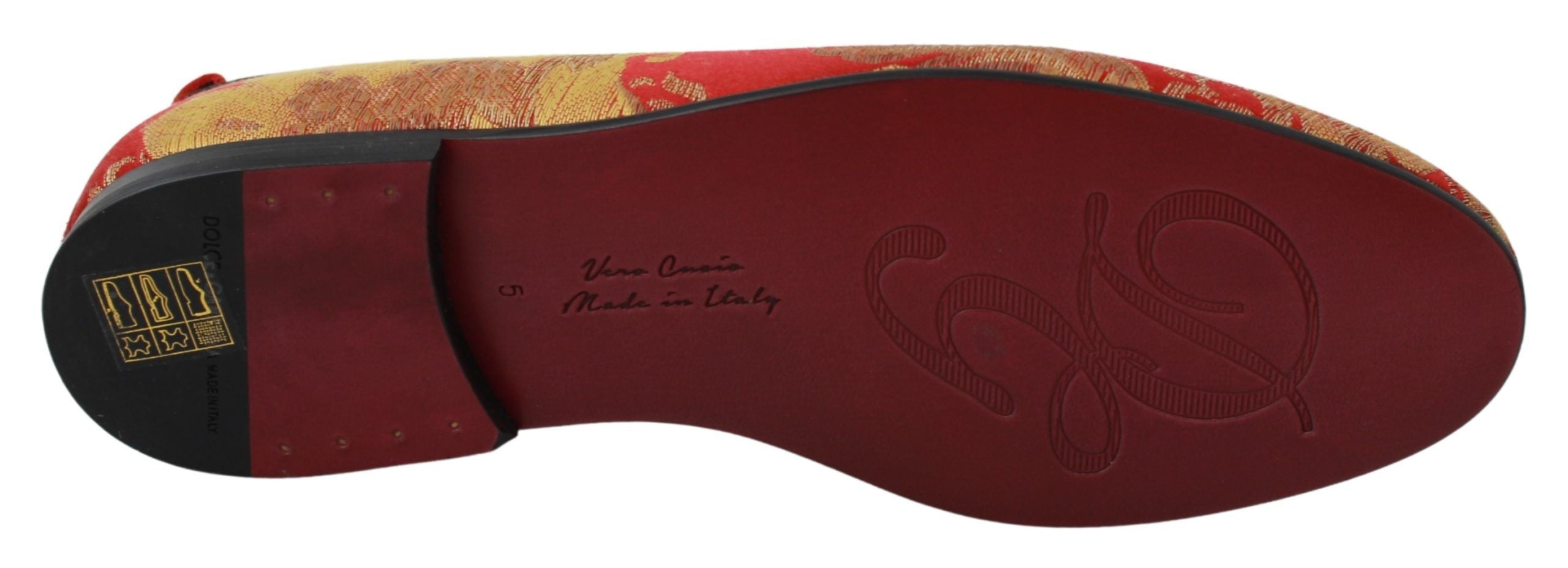 Rode gouden brokaat pantoffels loafers schoenen