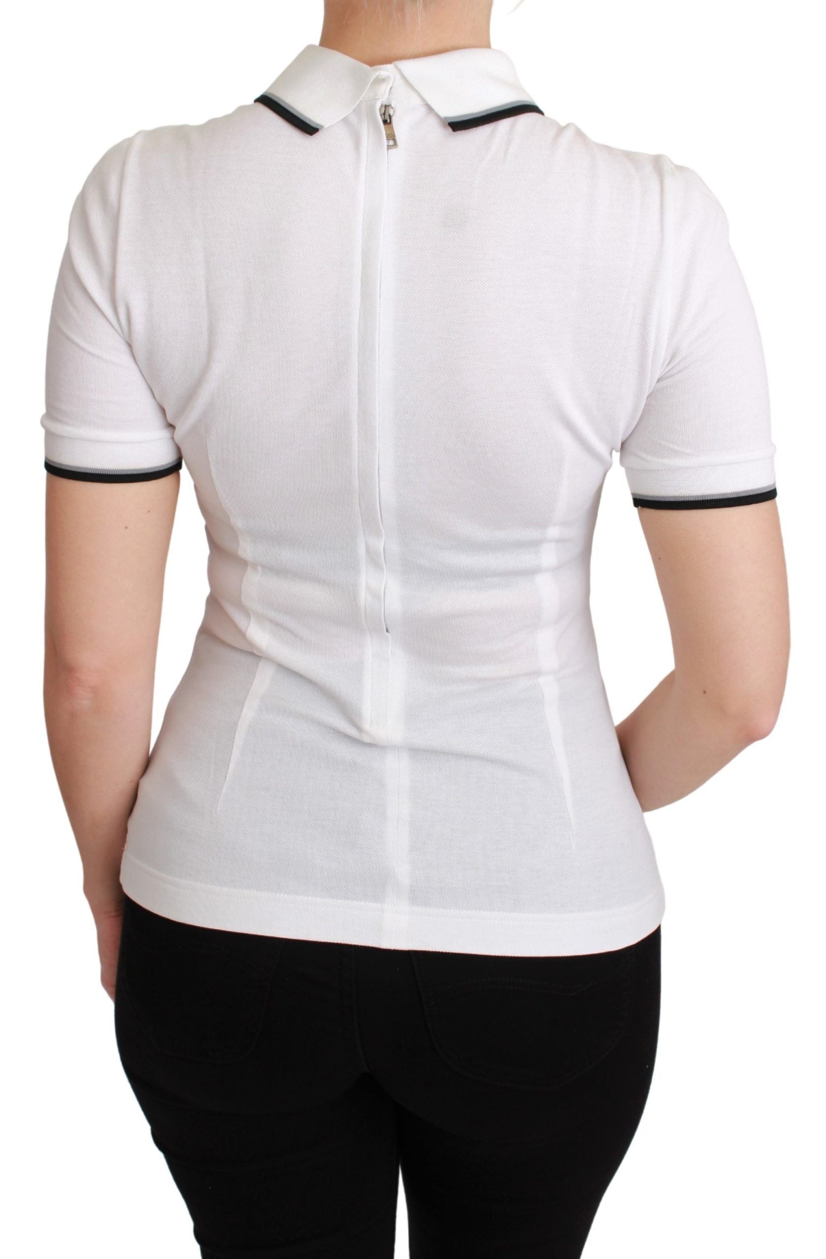 Wit katoenen poloshirt #dgfamily