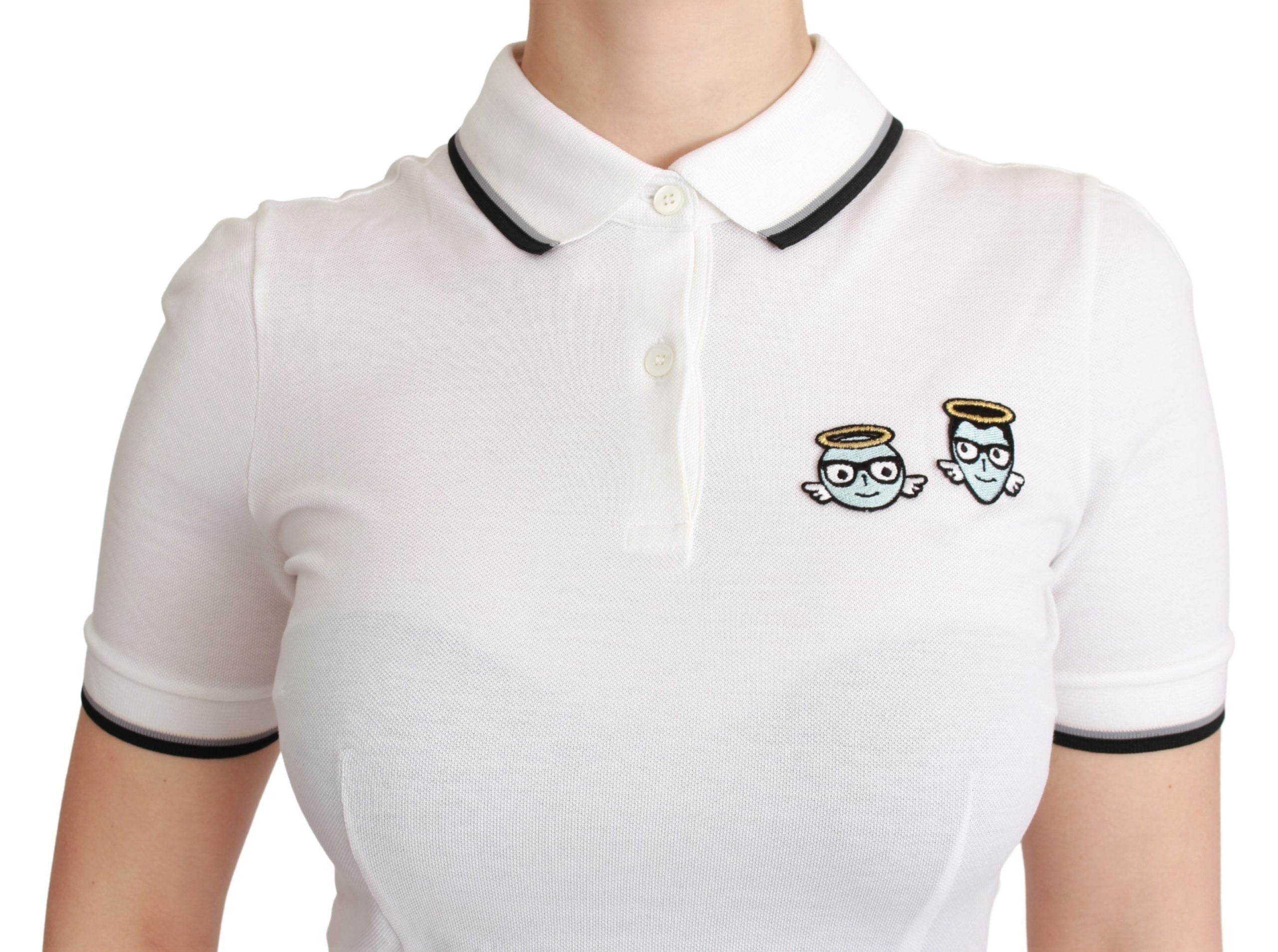 Wit katoenen poloshirt #dgfamily