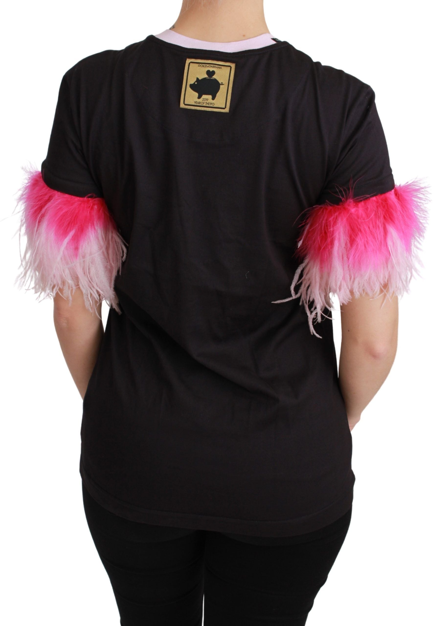Zwart JAAR VAN HET VARKEN Top Katoenen T-shirt
