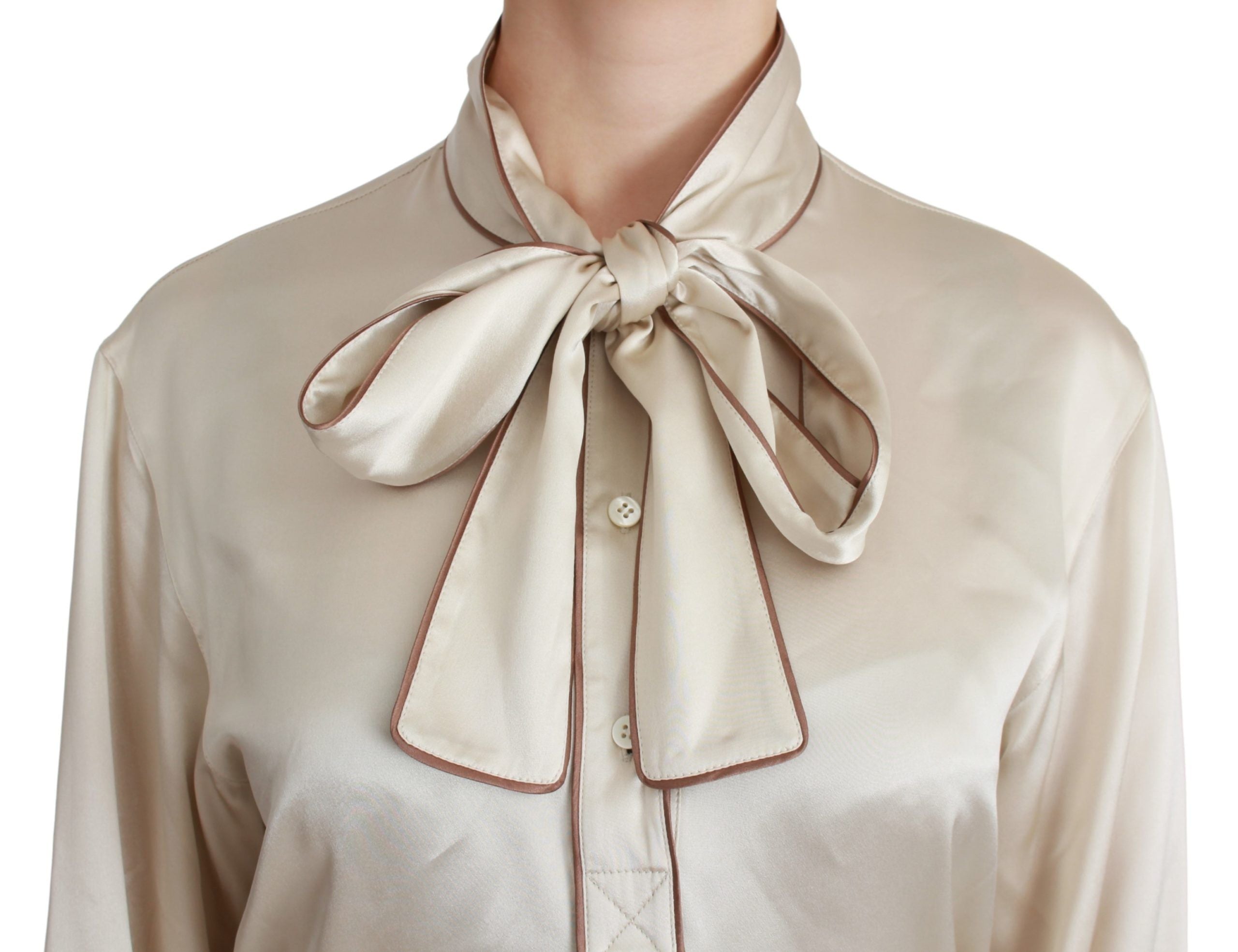 Beige mouw top Queen zijden satijnen blouse