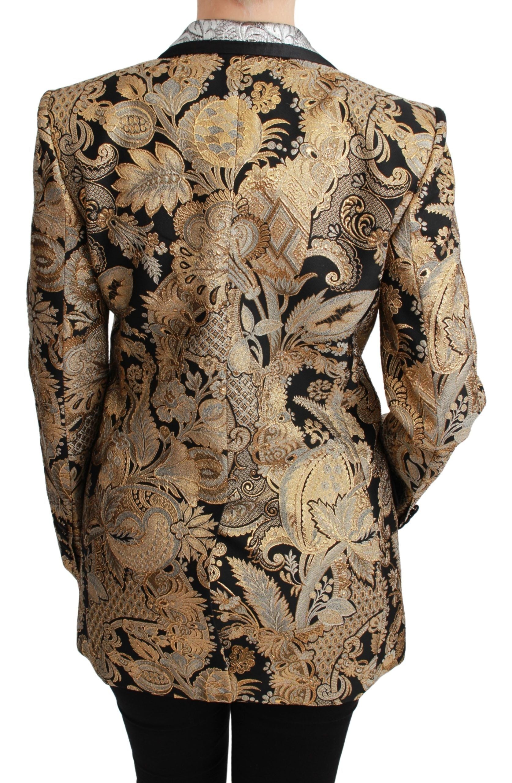 Zwartgouden jacquard blazerjasje