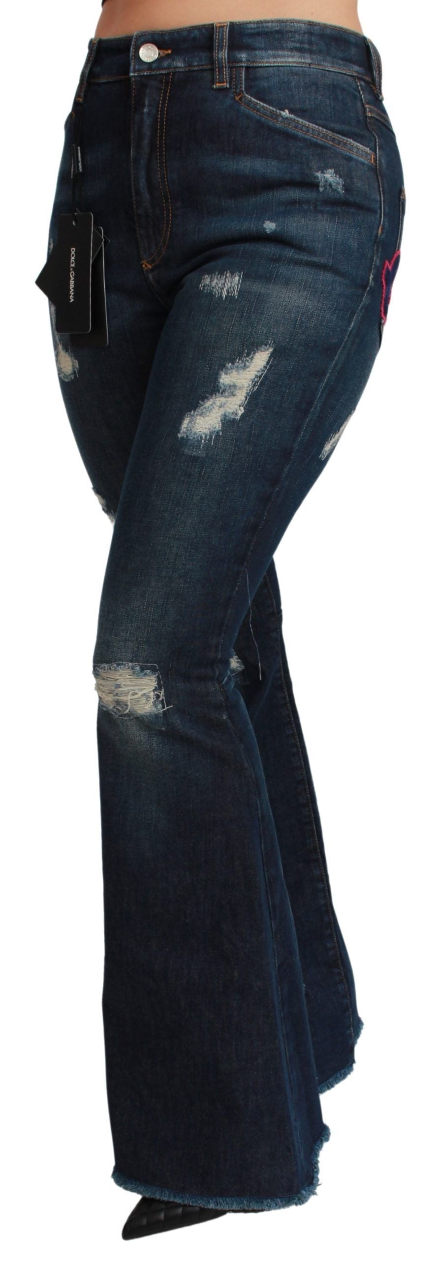 Blauwe denim katoenen stretch flared jeans