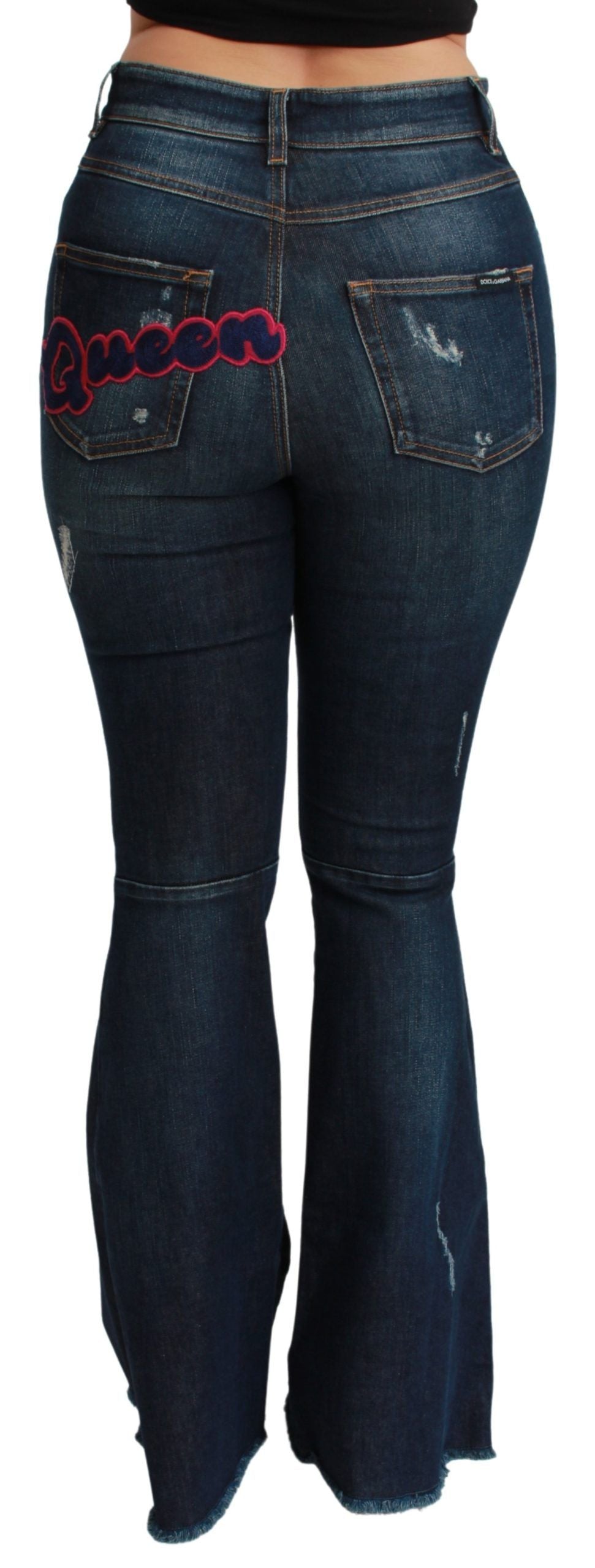 Blauwe denim katoenen stretch flared jeans