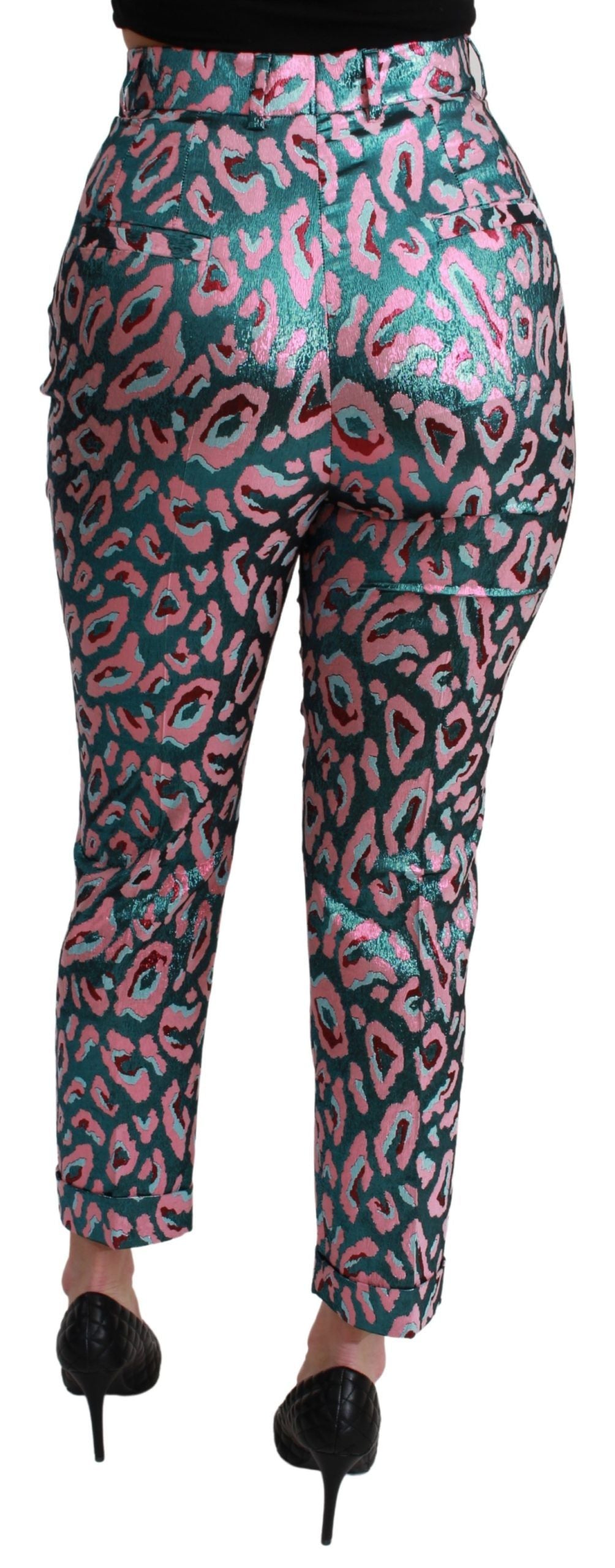 Veelkleurige cropped broek met hoge taille en patroon