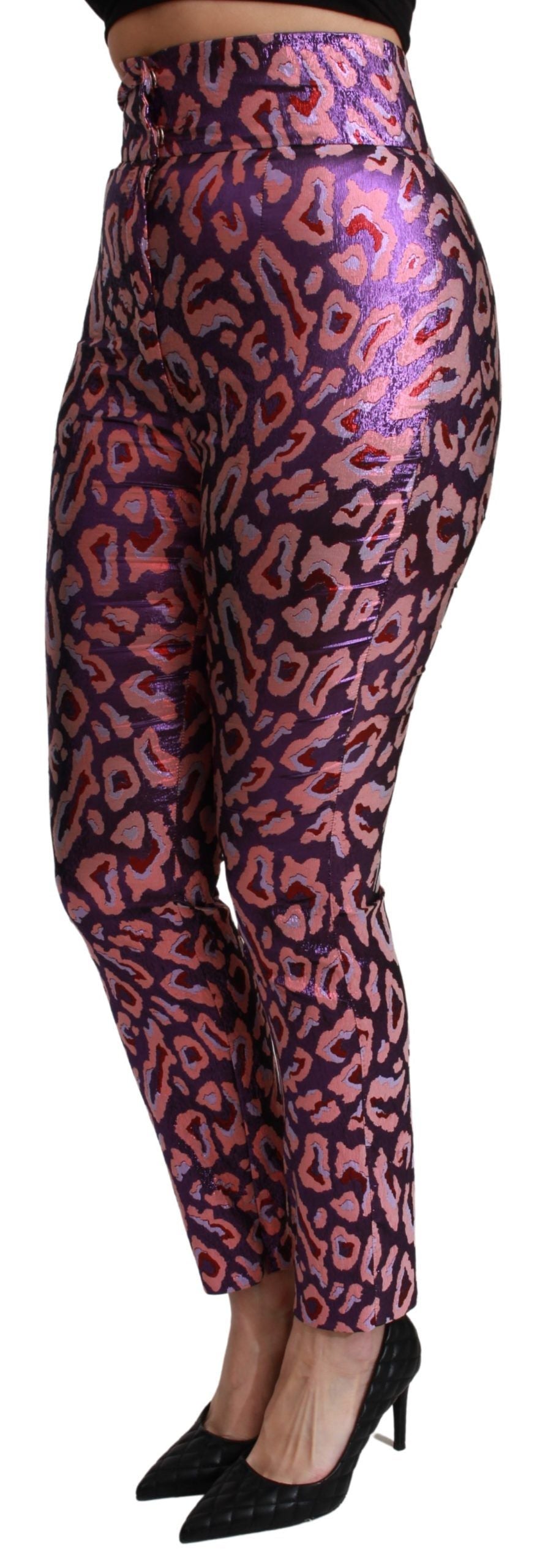 Veelkleurige cropped broek met hoge taille en patroon