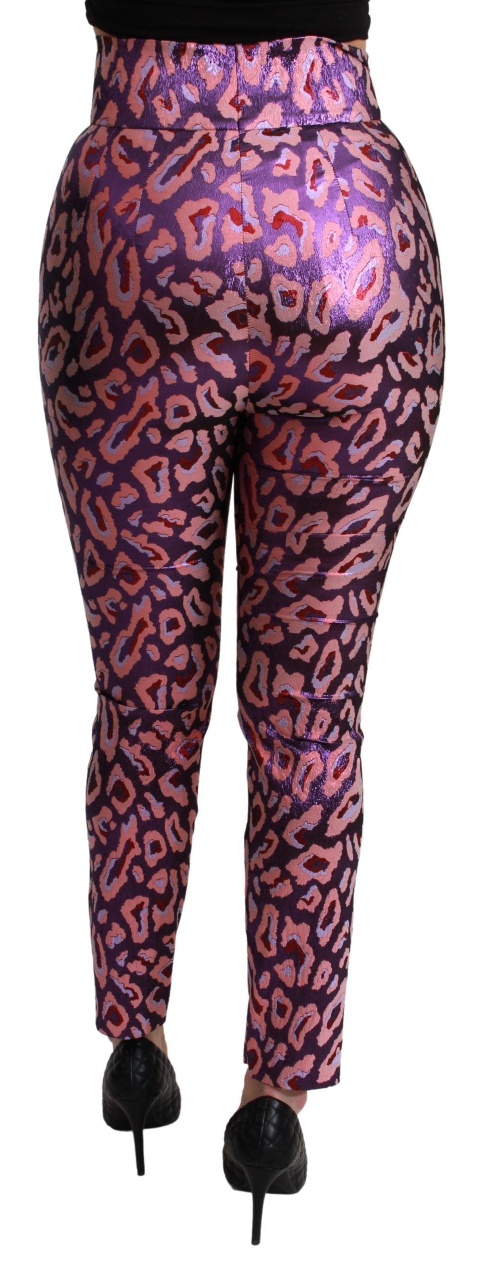 Veelkleurige cropped broek met hoge taille en patroon