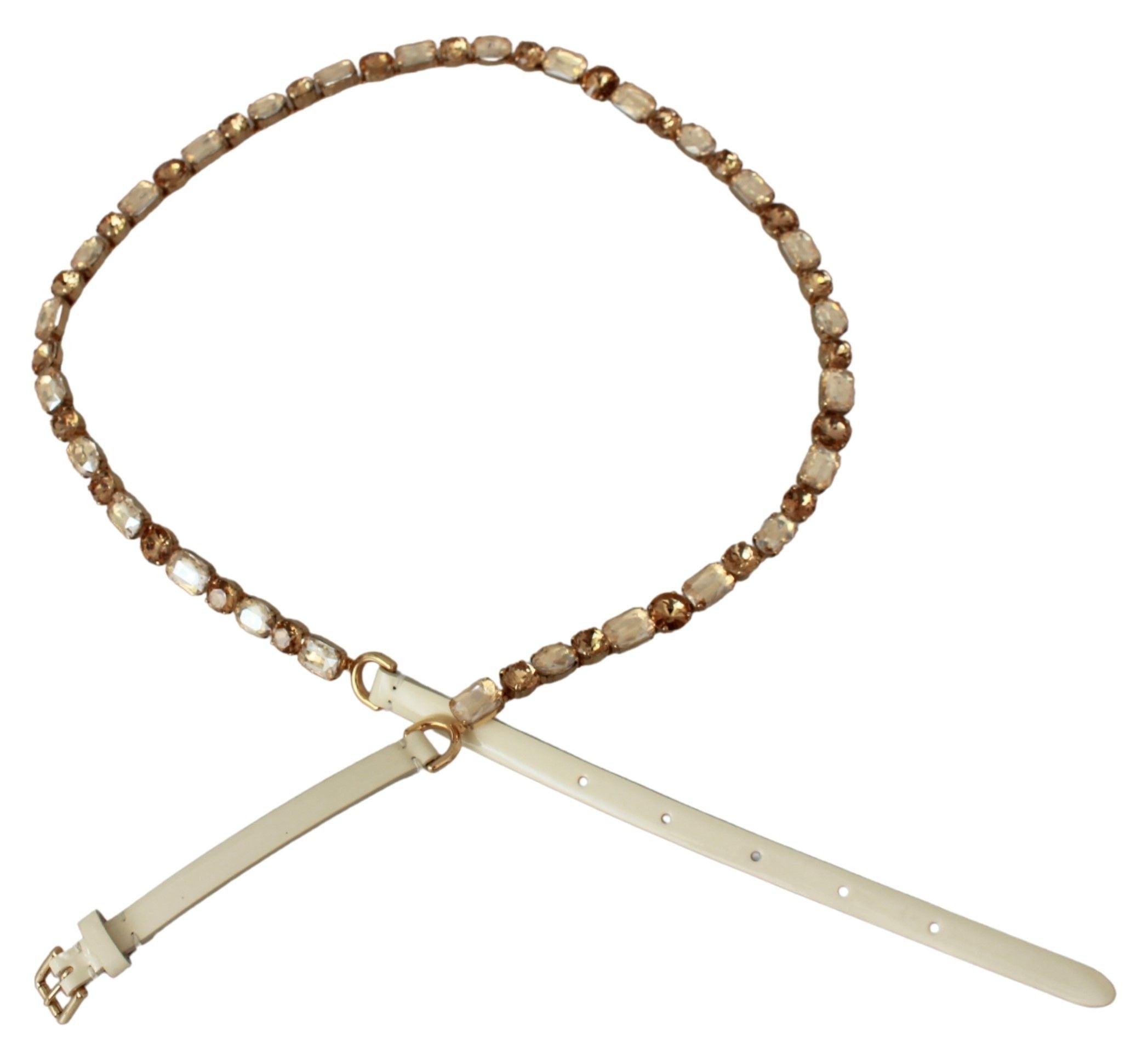 Witte leren riem met kristallen