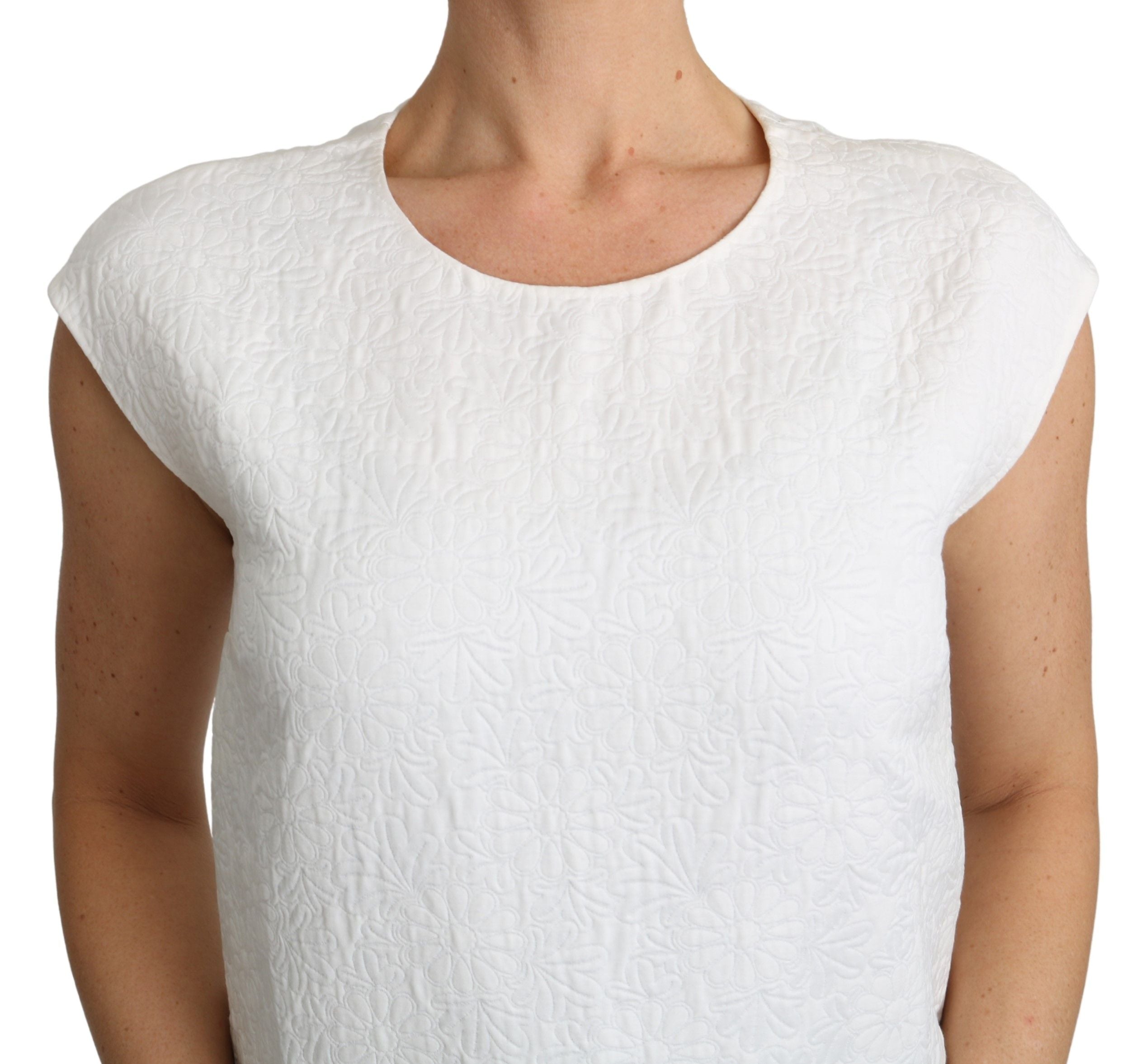 Witte bloemenbrokaat blouse katoenen top