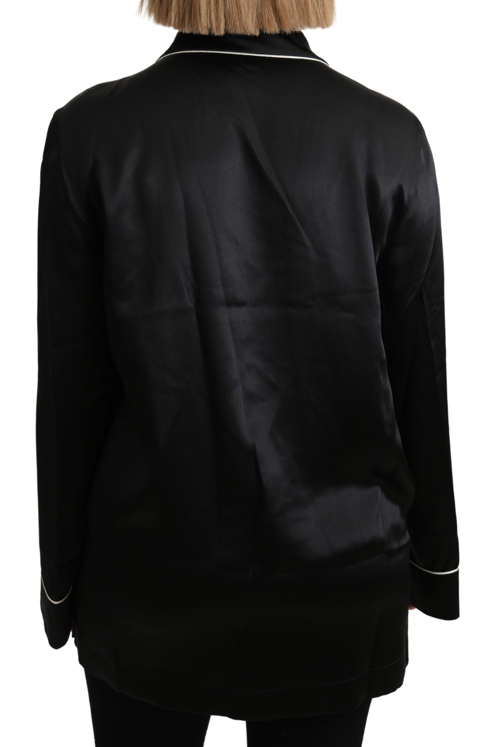 Zwarte blouse met zijden stretch top