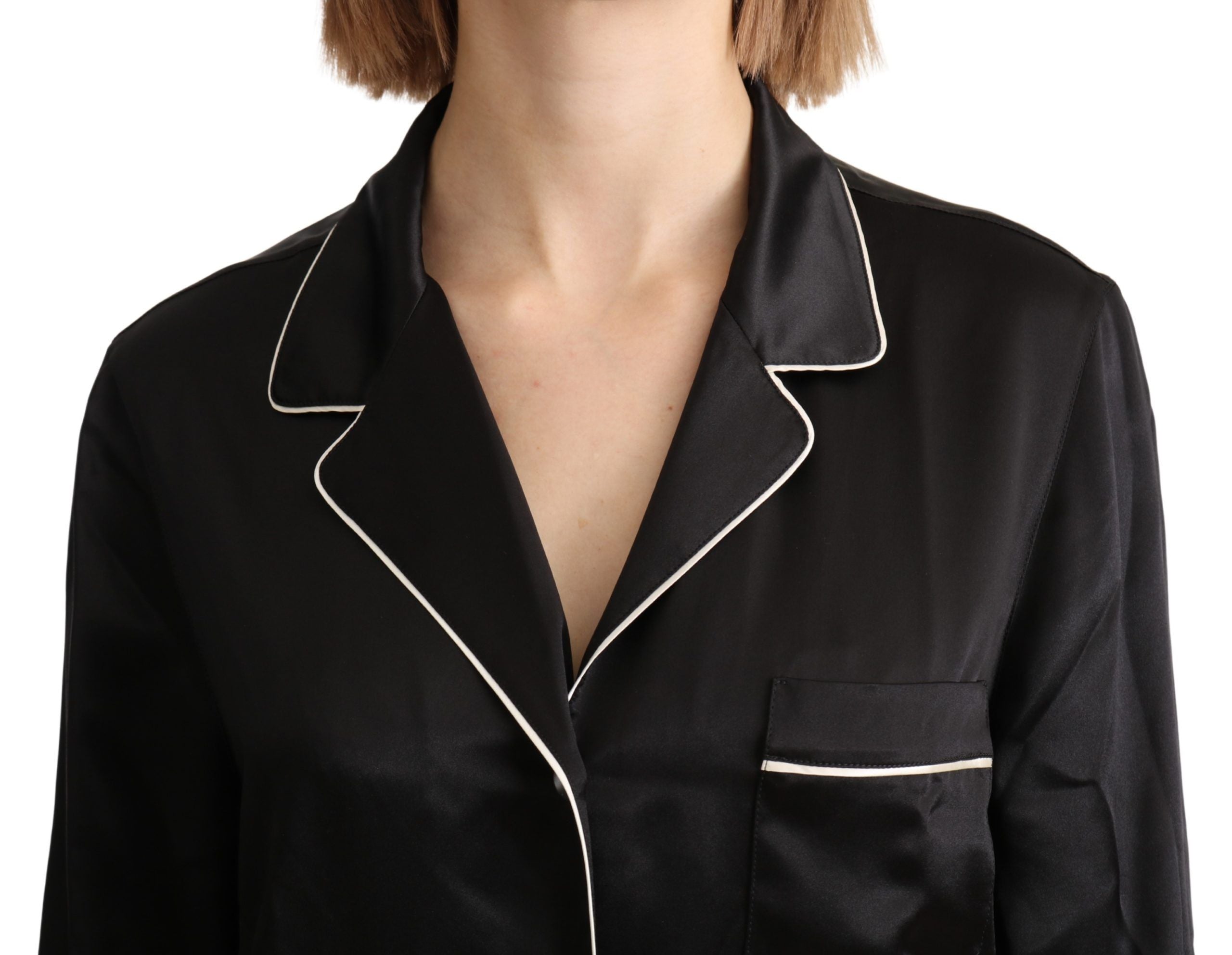 Zwarte blouse met zijden stretch top