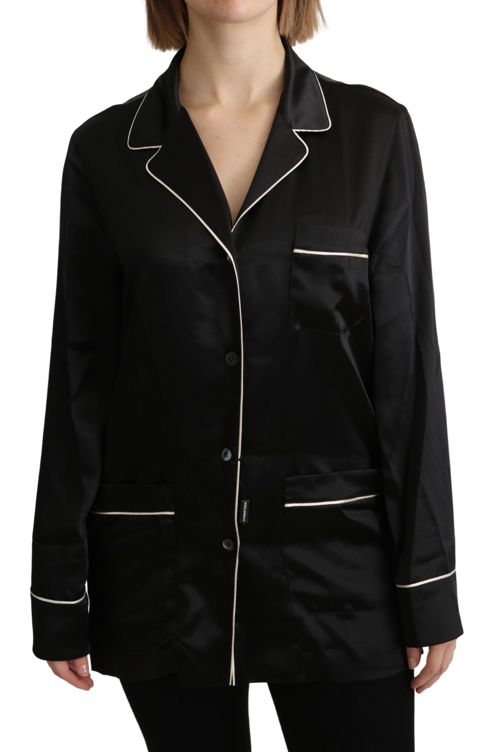 Zwarte blouse met zijden stretch top