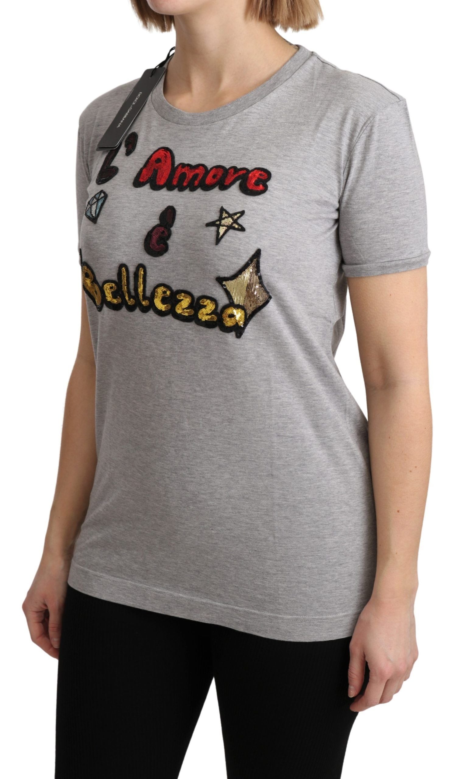 Grijs katoenen Amore e Bellezza top-T-shirt