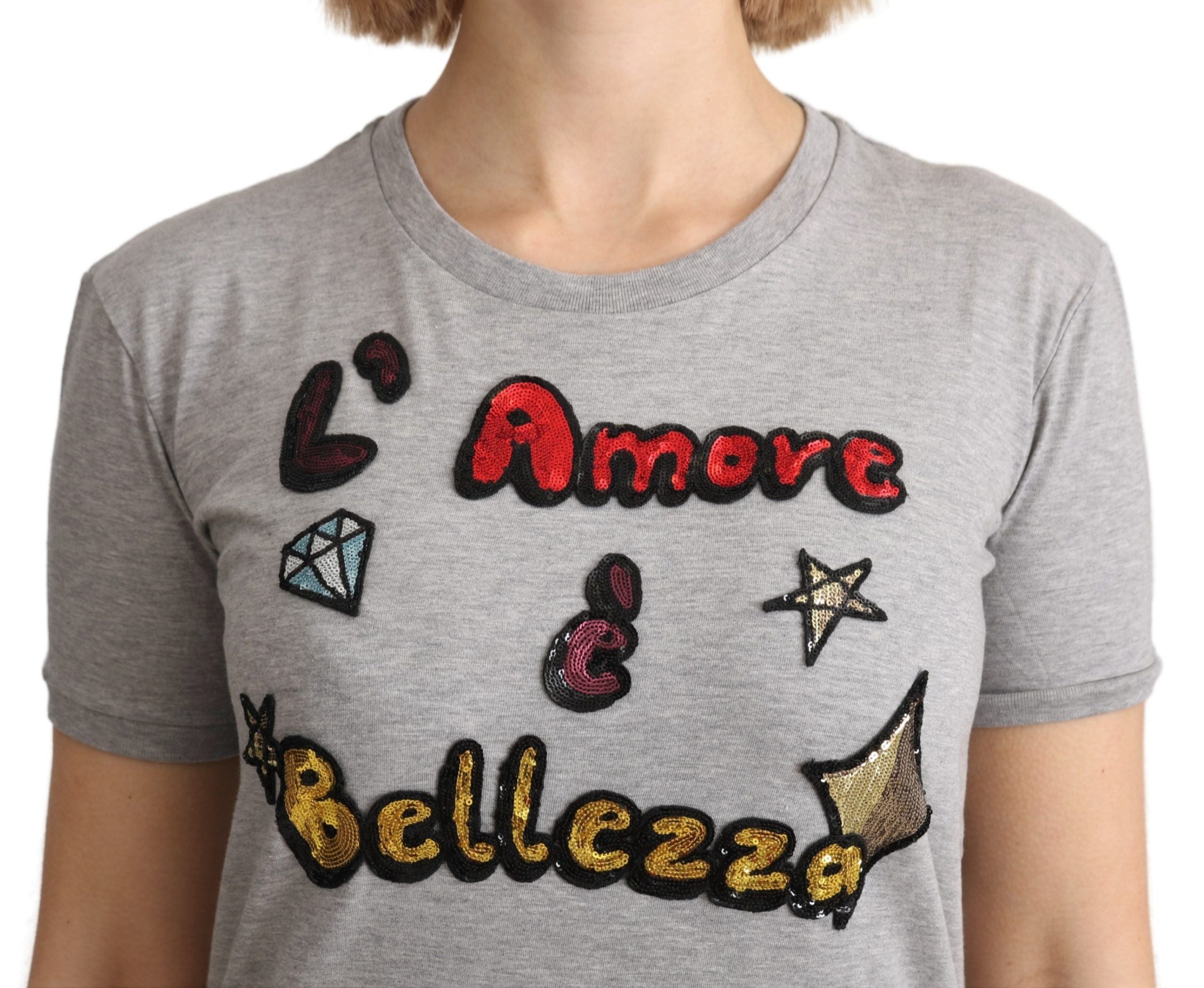 Grijs katoenen Amore e Bellezza top-T-shirt