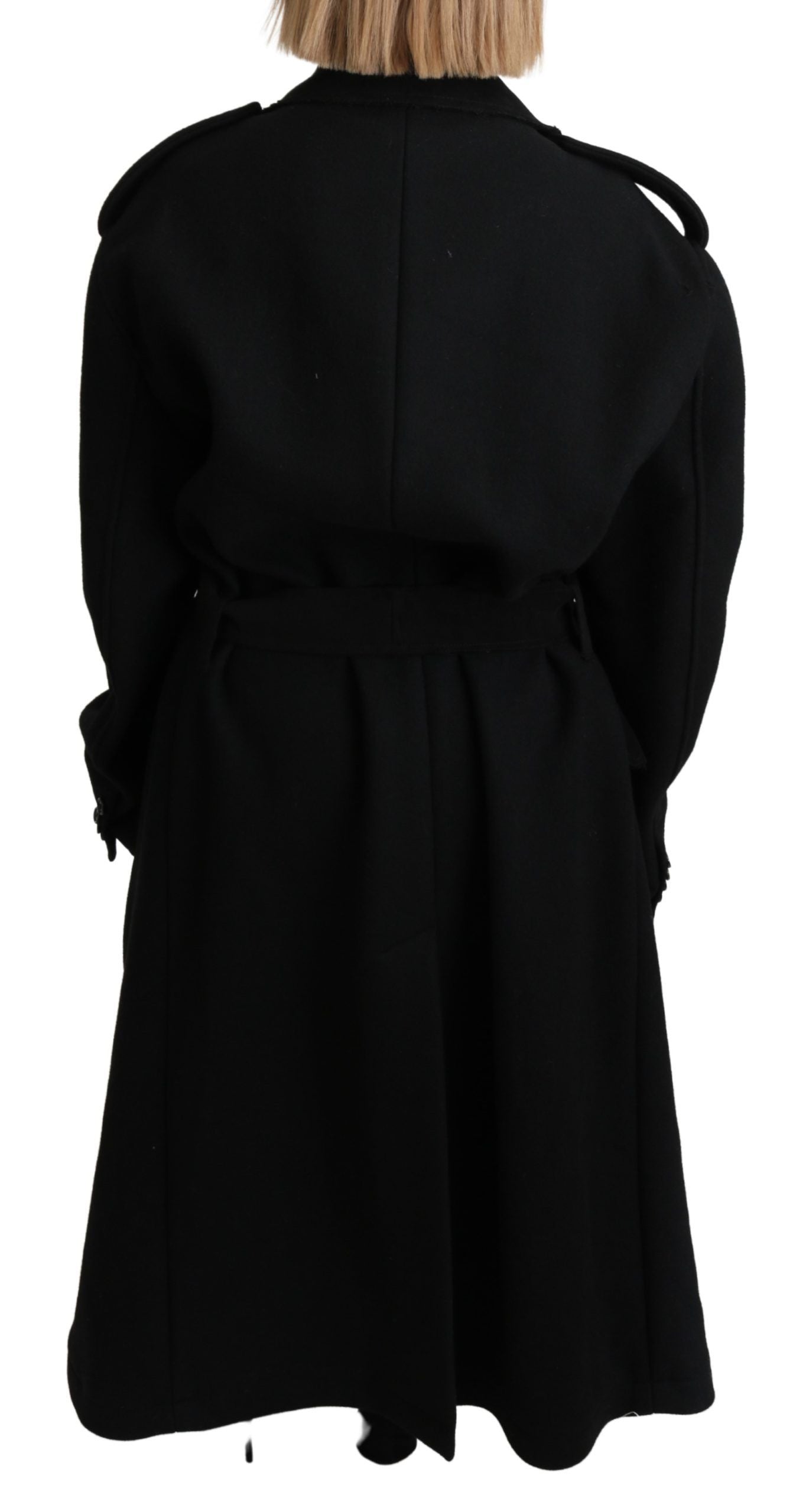 Zwarte blazer en trenchcoat van maagdelijke wol